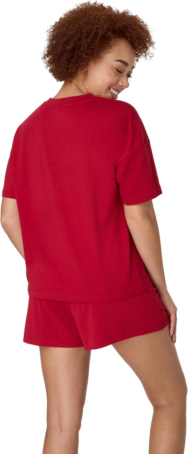 HANES DAME LOUNGE SETT | SUPERSOFT BOXY T-SKJORTE &amp; SHORTS | 2-DELT SALONGWEAR FOR HVERDAG &amp; SØVN