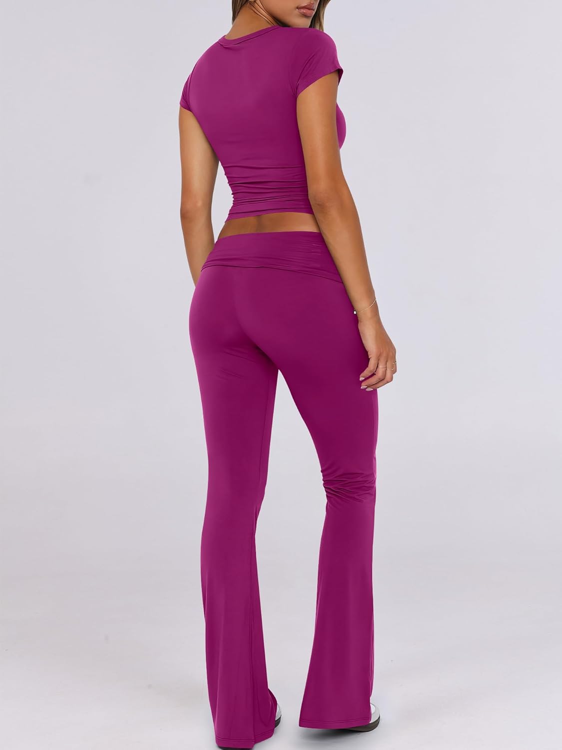 ANRABESS DAME LONGWEAR – TRENDY 2-DELT SETT MED FLAREBUKSE &amp; CROP TOP