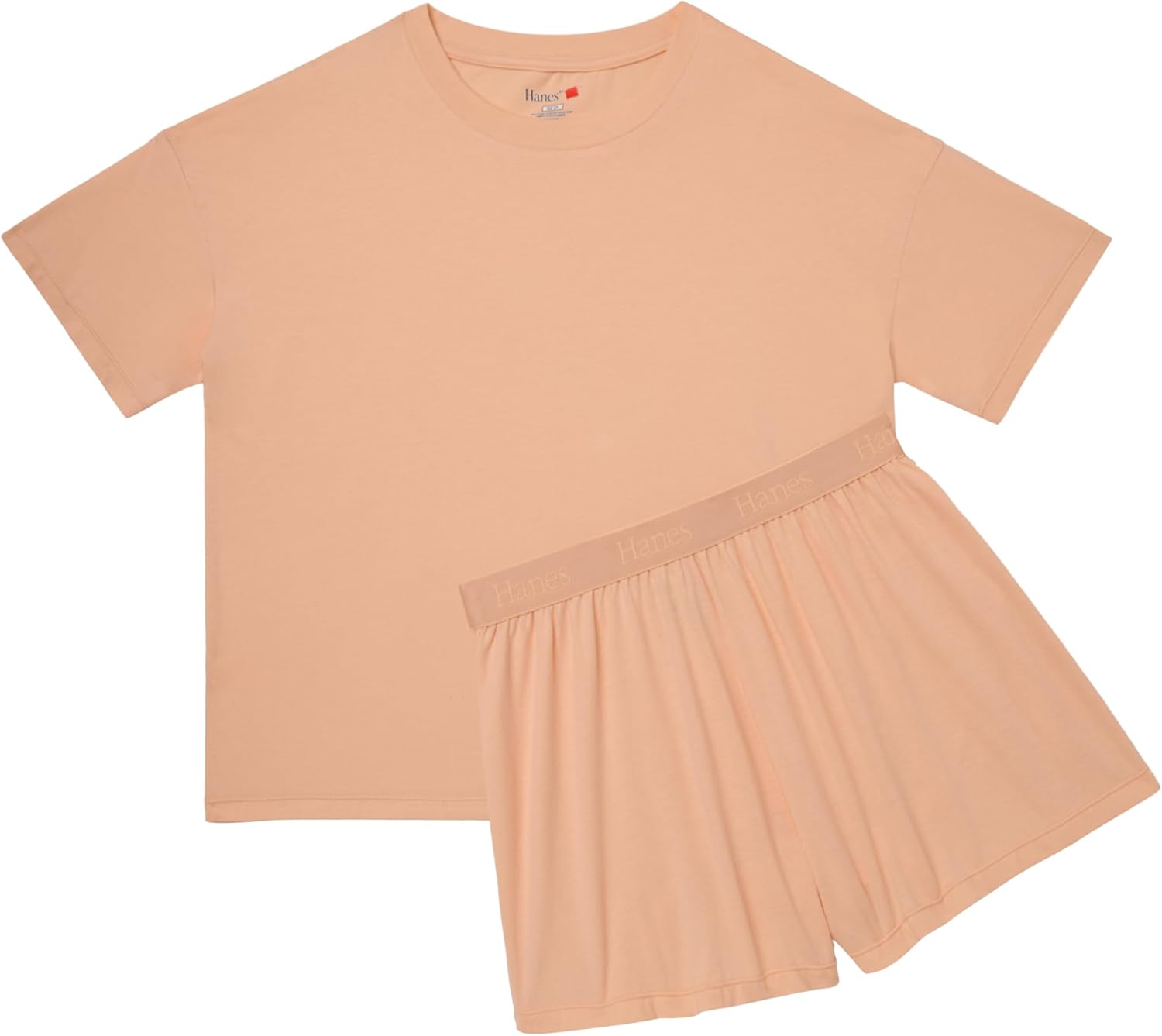 HANES DAME LOUNGE SETT | SUPERSOFT BOXY T-SKJORTE &amp; SHORTS | 2-DELT SALONGWEAR FOR HVERDAG &amp; SØVN