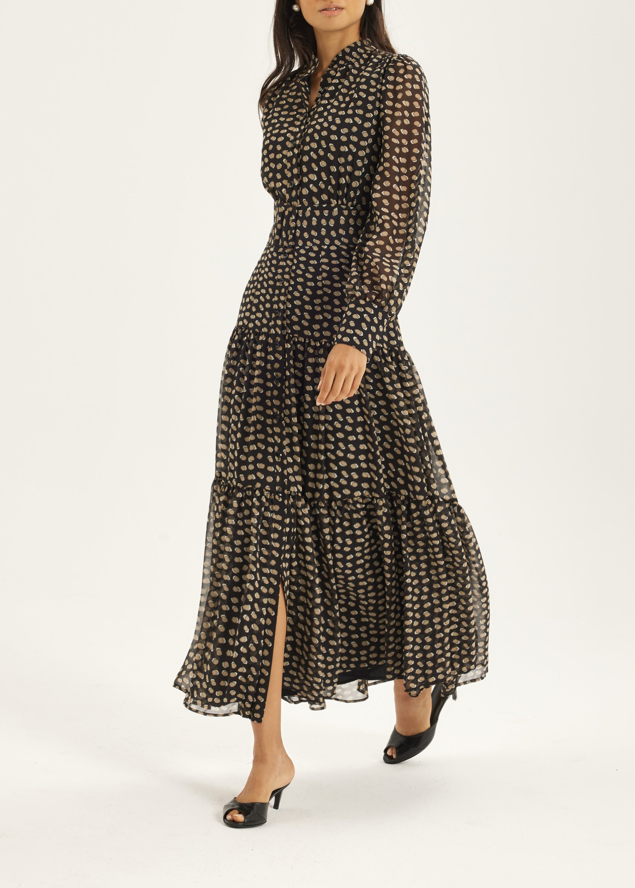 Willow Printed Belted Maxi Dress | Beige/Black