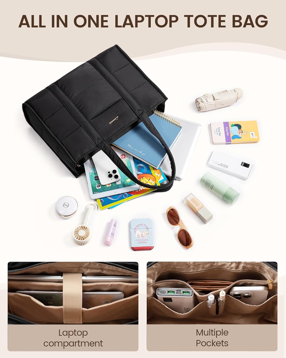 LAPTOPVESKE FOR DAMER – LETT, VASKBAR &amp; ROMSLIG | TRENDY WORK TOTE &amp; BUSINESS BAG