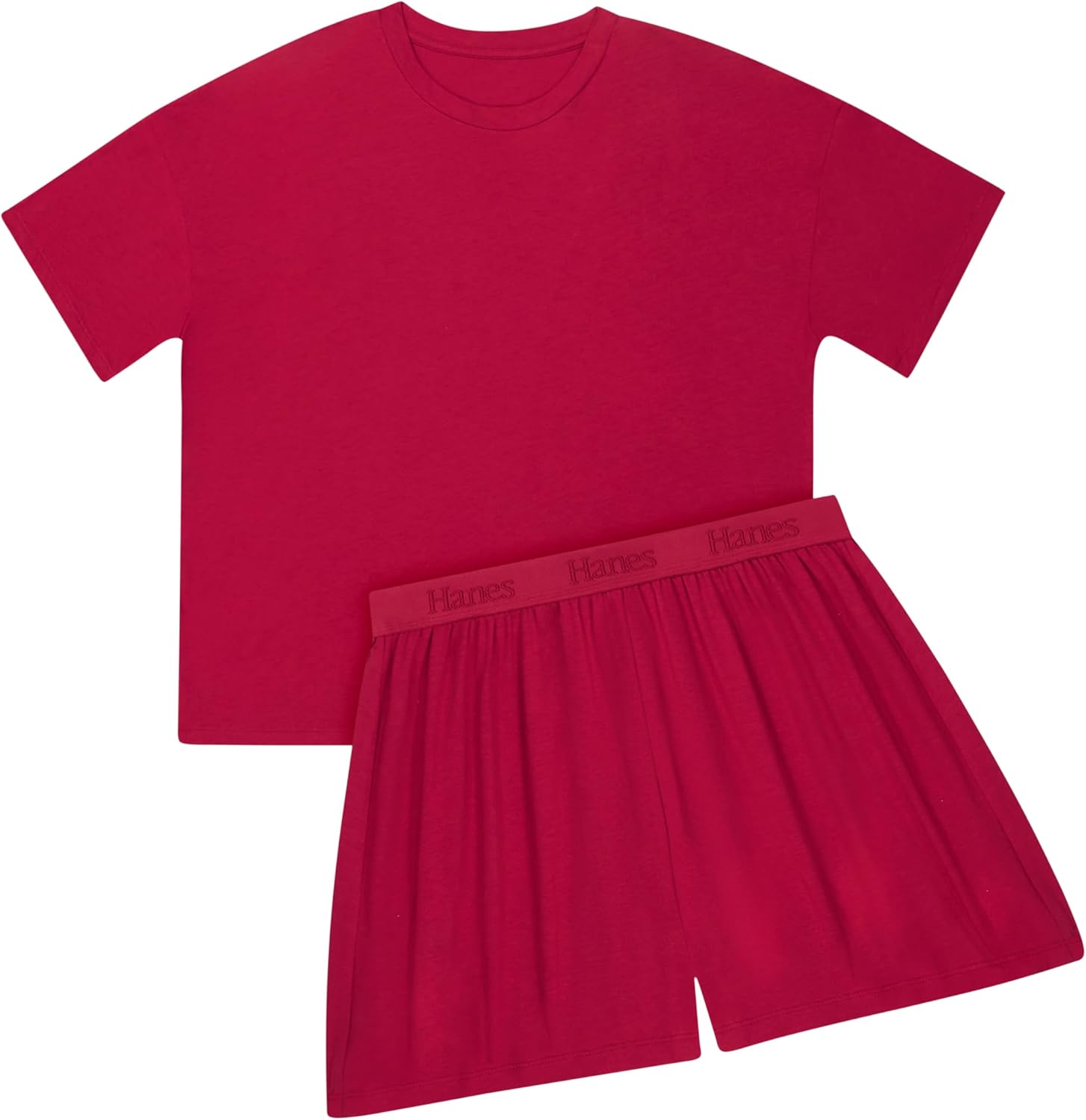 HANES DAME LOUNGE SETT | SUPERSOFT BOXY T-SKJORTE &amp; SHORTS | 2-DELT SALONGWEAR FOR HVERDAG &amp; SØVN