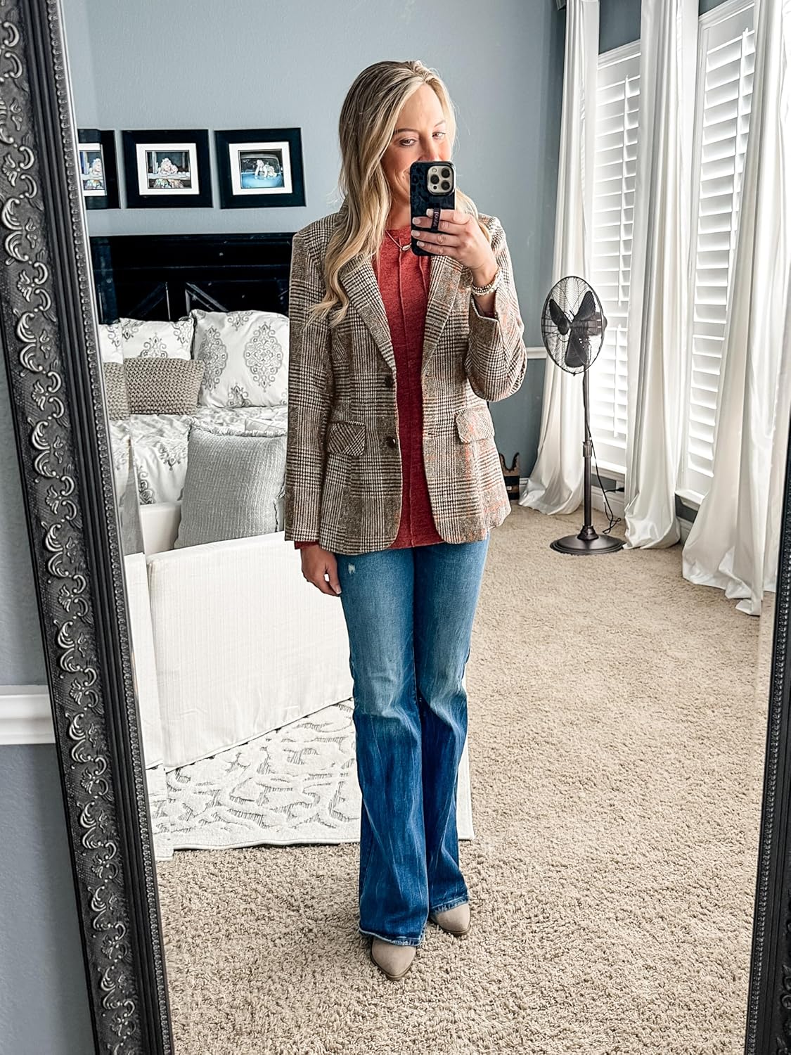 Dame blazer i rutete Houndtooth – 2 knapper