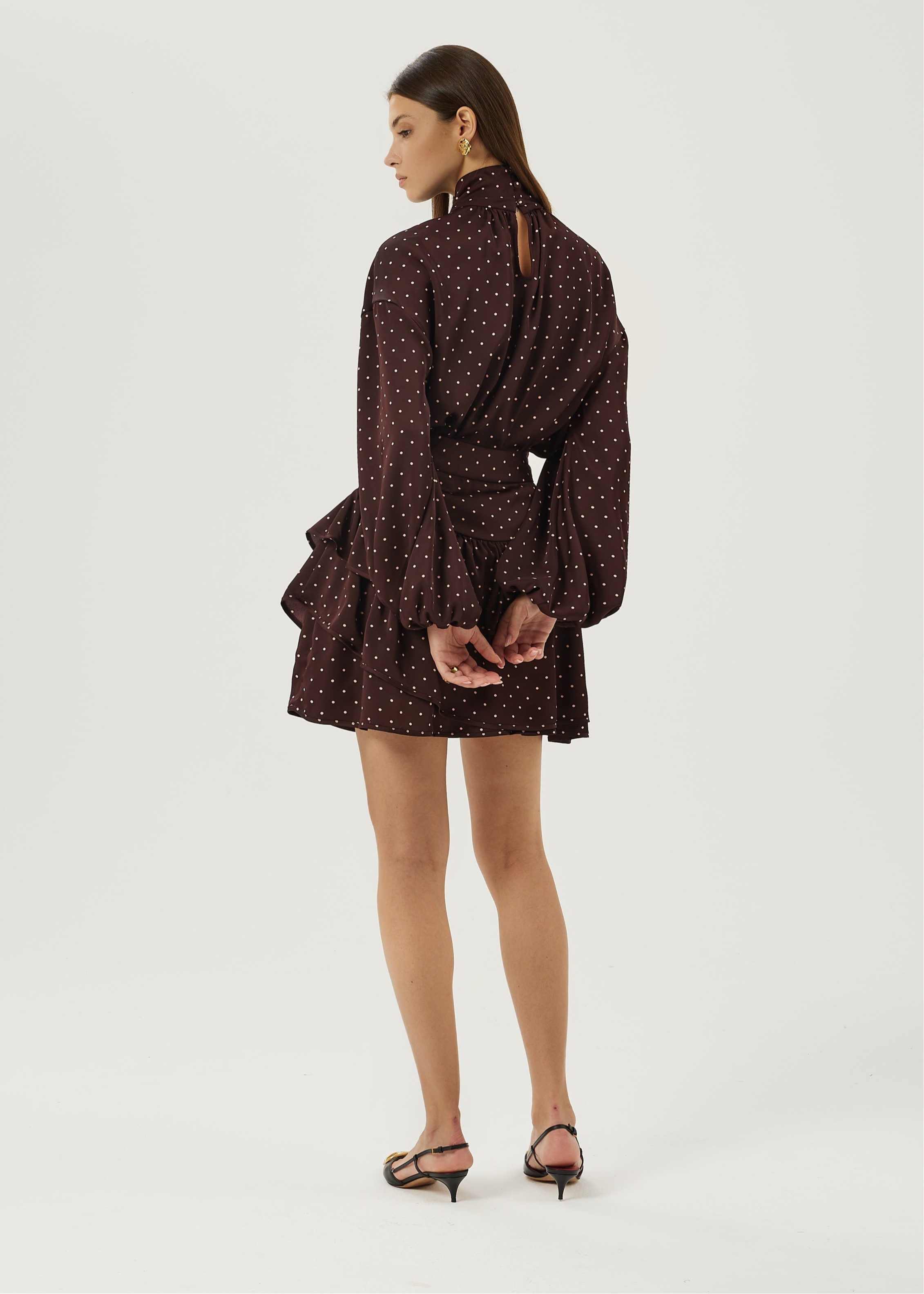 Anais Tiered Polka Vibe Skirt | Merlot