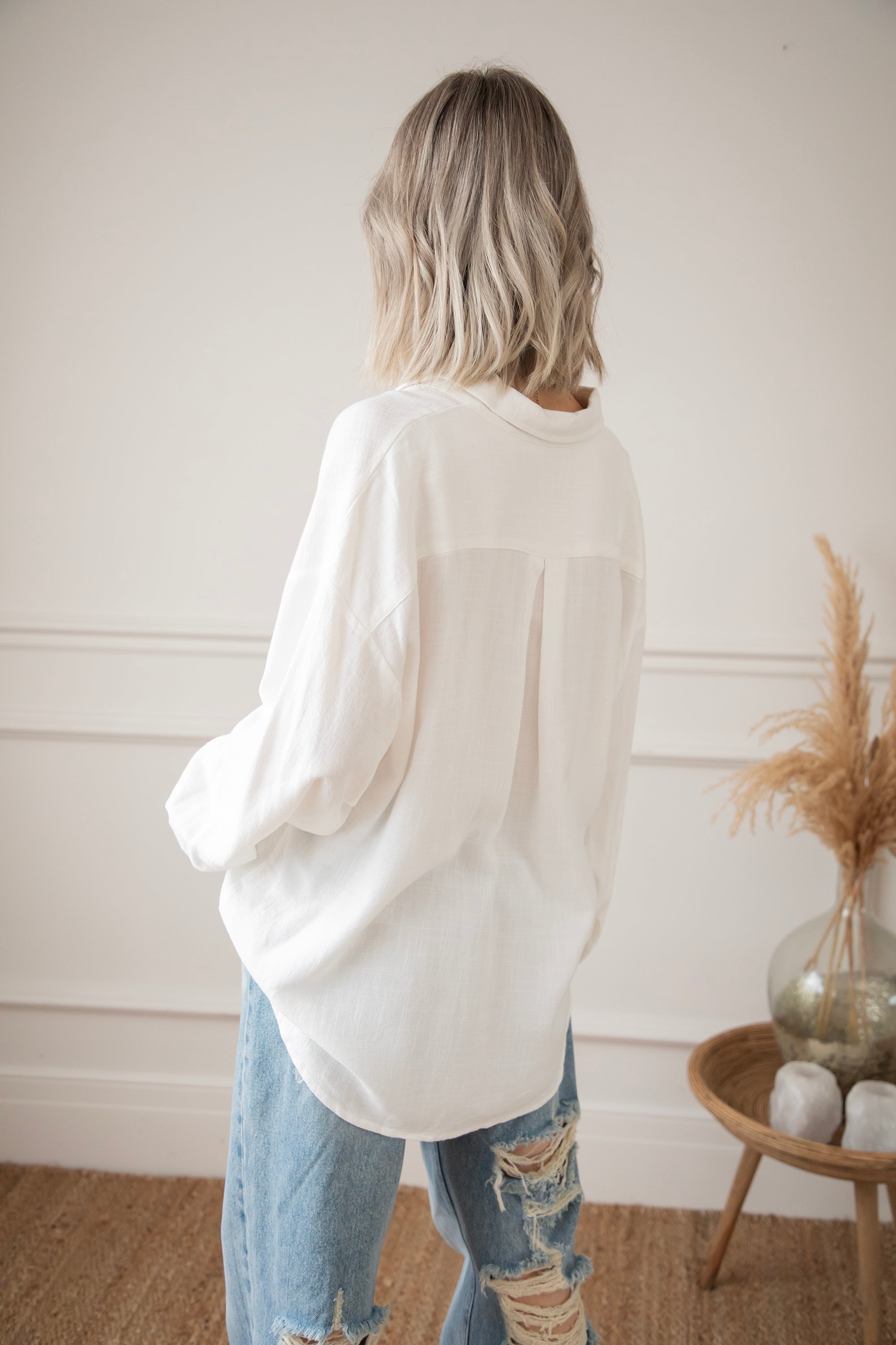 LØS LINBLUSE – BEIGE | OVERSIZE TRENDY SOMMERBLUSSE