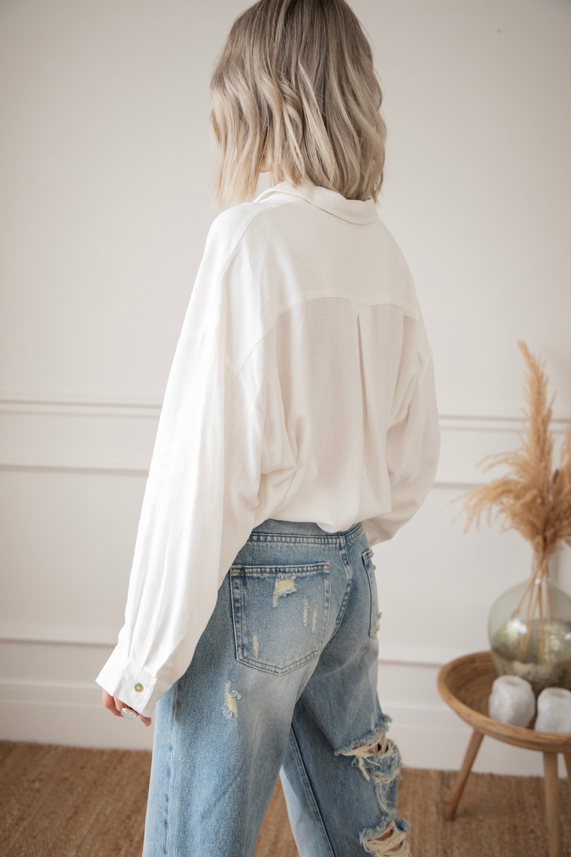 LØS LINBLUSE – BEIGE | OVERSIZE TRENDY SOMMERBLUSSE