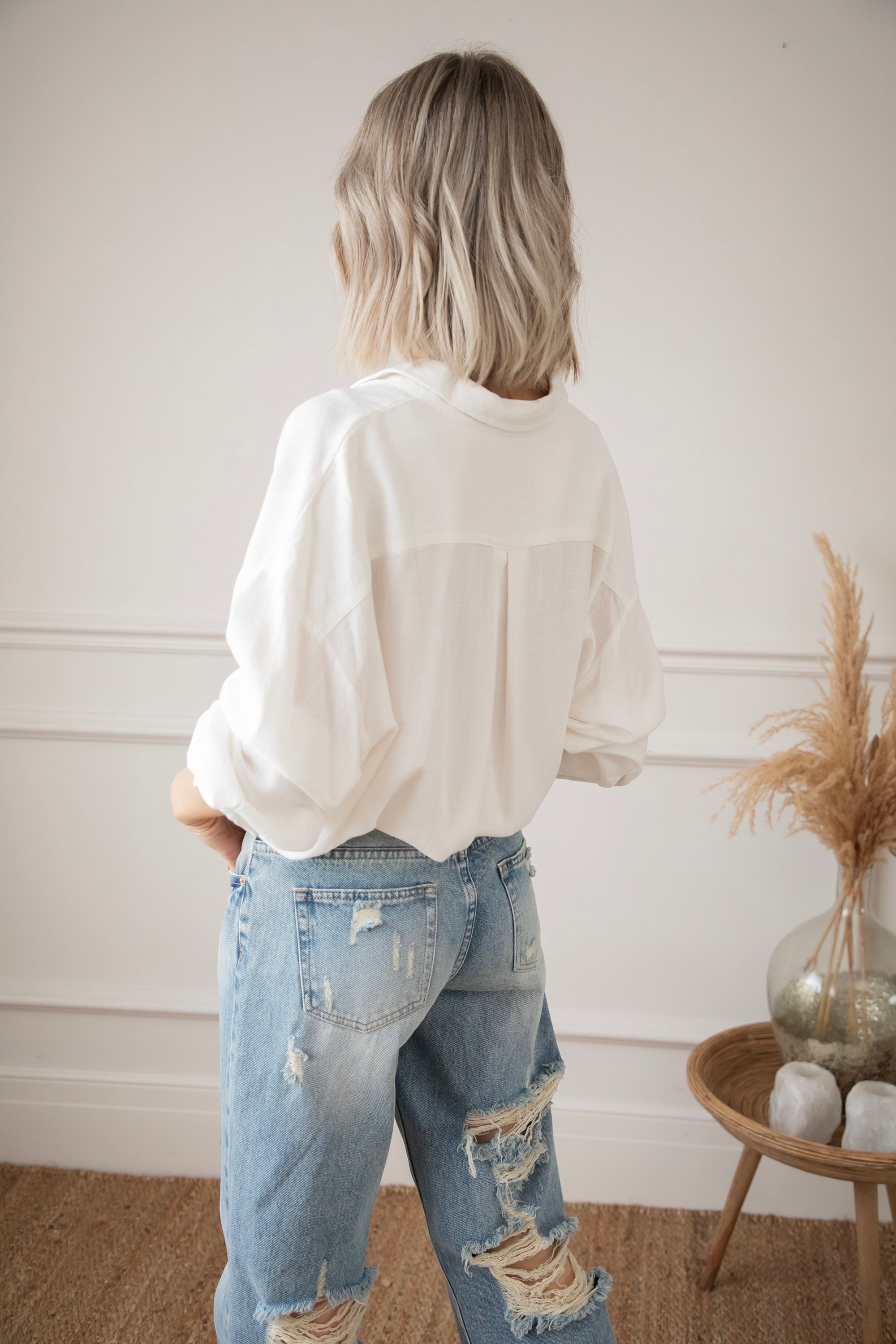 LØS LINBLUSE – BEIGE | OVERSIZE TRENDY SOMMERBLUSSE