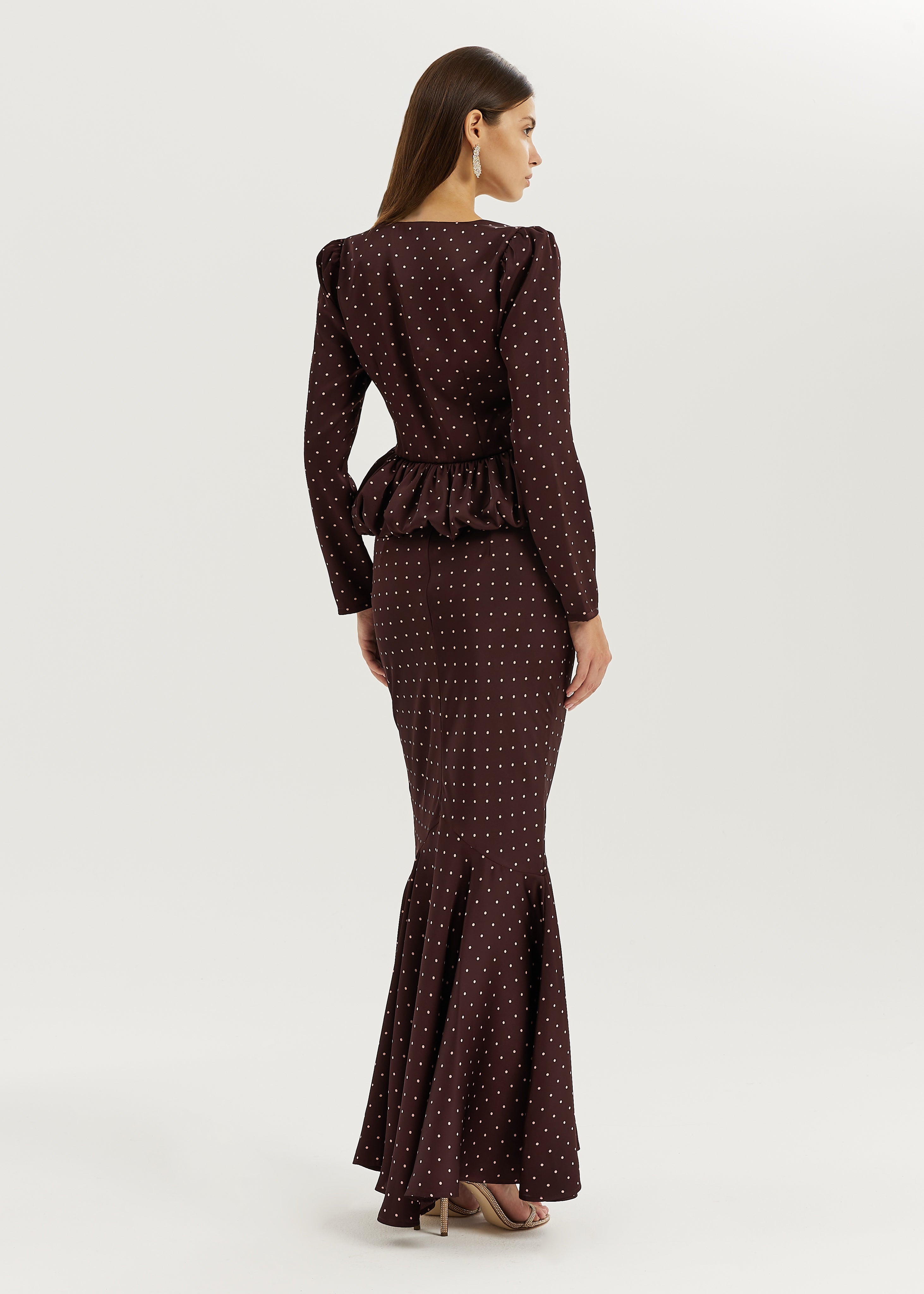 Bianca Polka Bias Cut Elegance Skirt | Merlot