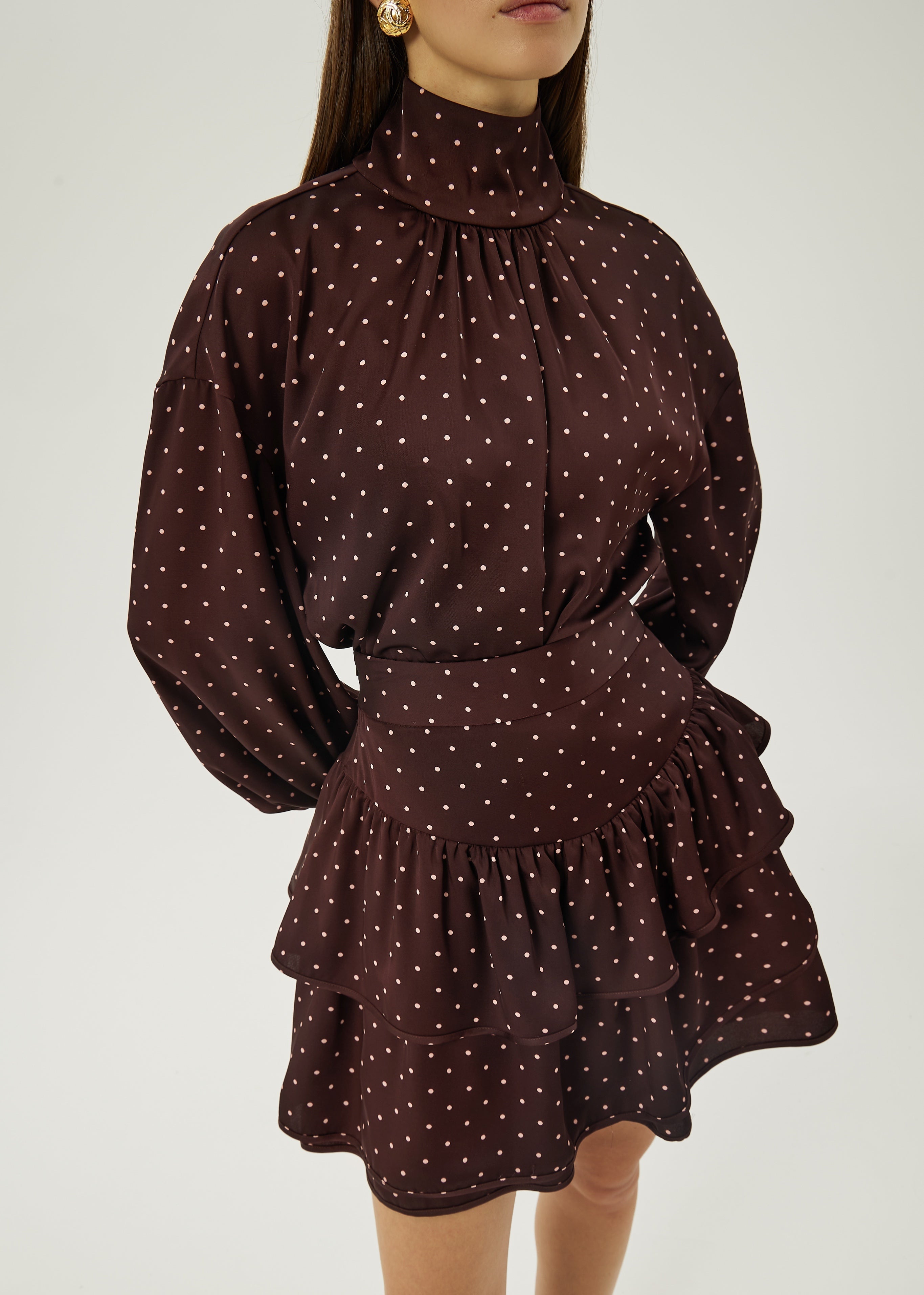 Anais Tiered Polka Vibe Skirt | Merlot