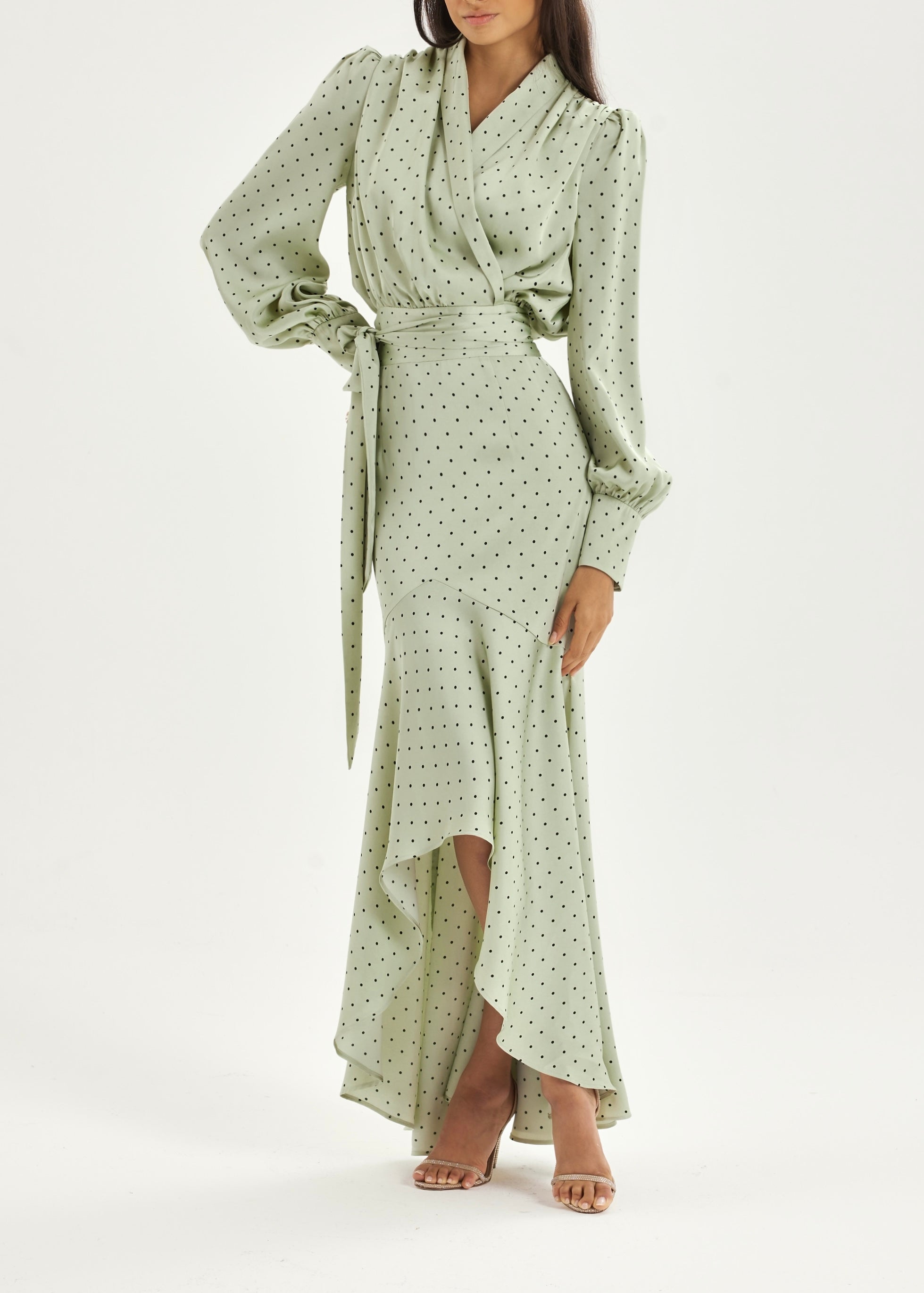 Martina Polka Dot Cascade Skirt | Matcha