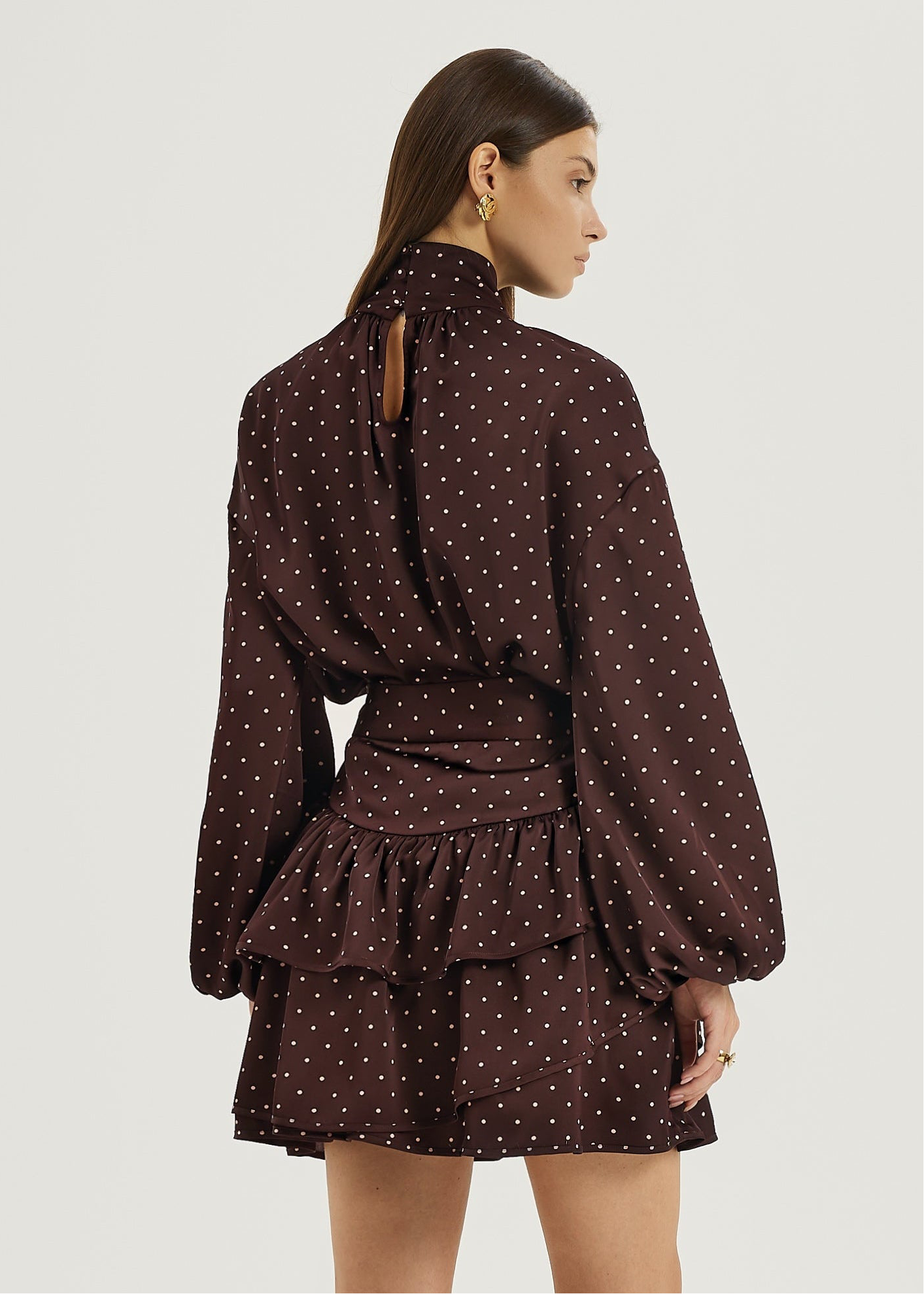 Anita Polka Volume Sleeve Blouse | Merlot