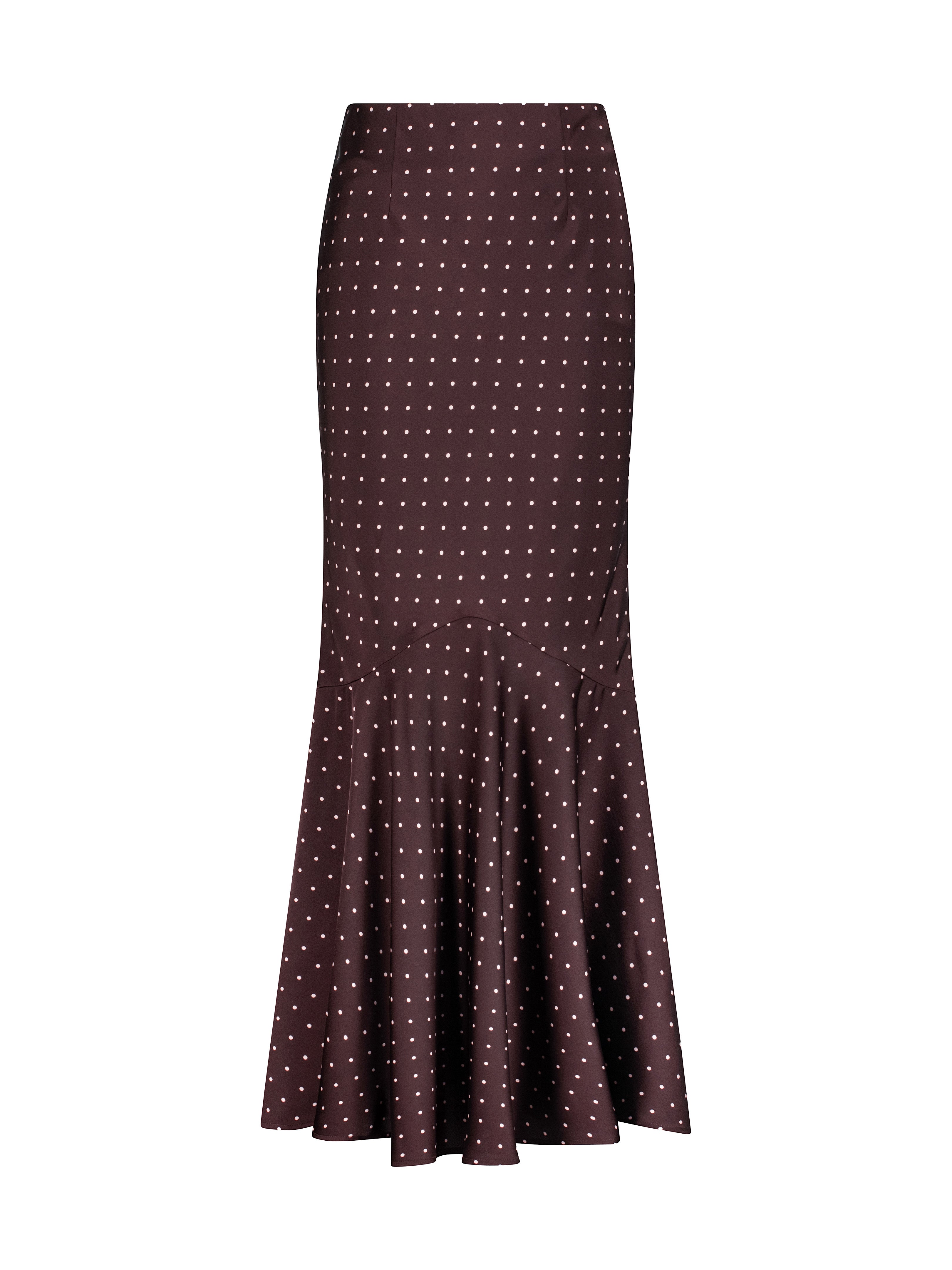 Bianca Polka Bias Cut Elegance Skirt | Merlot