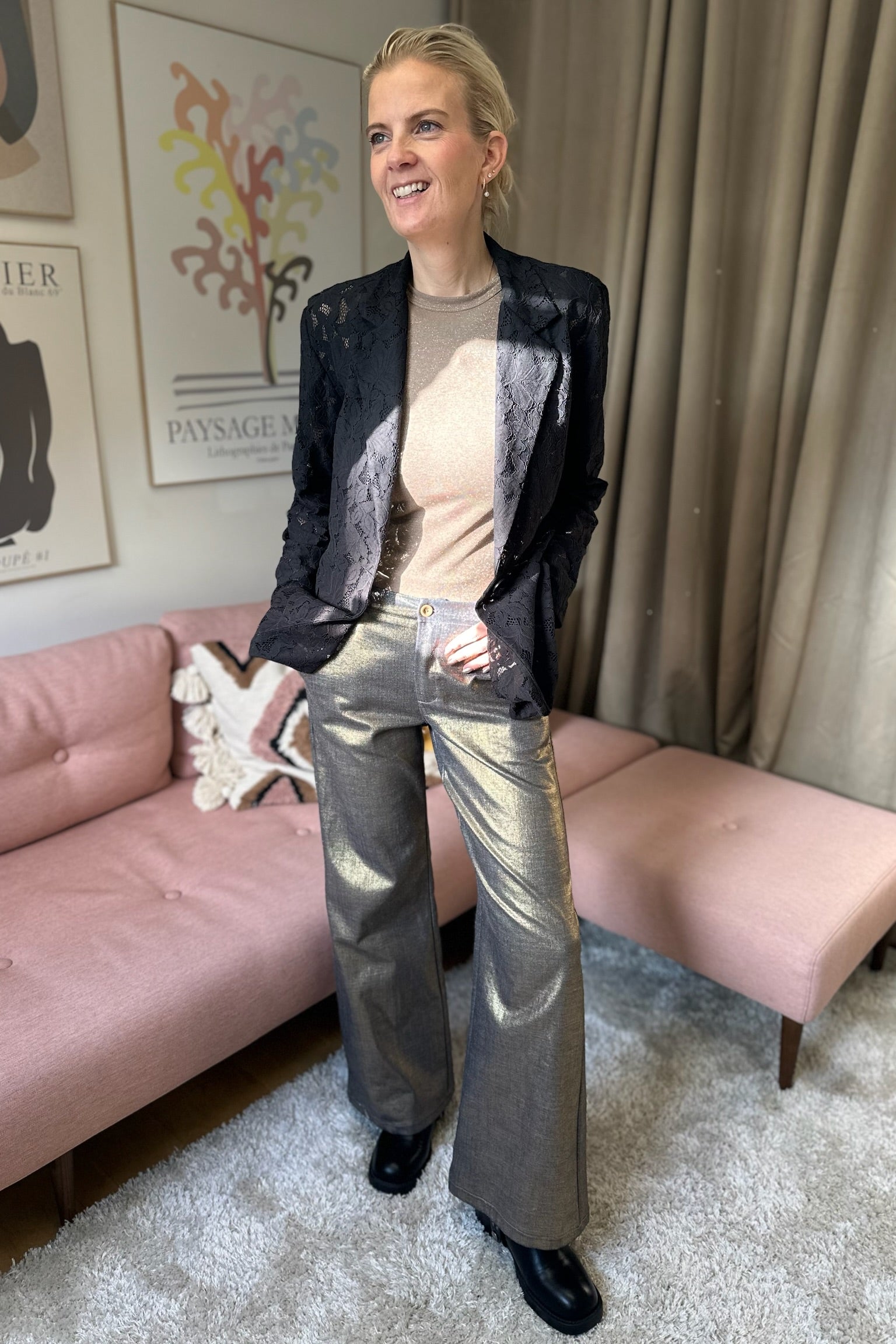 Allure Box Glitter Pant 40549 | Gold | Bukser fra Black Colour