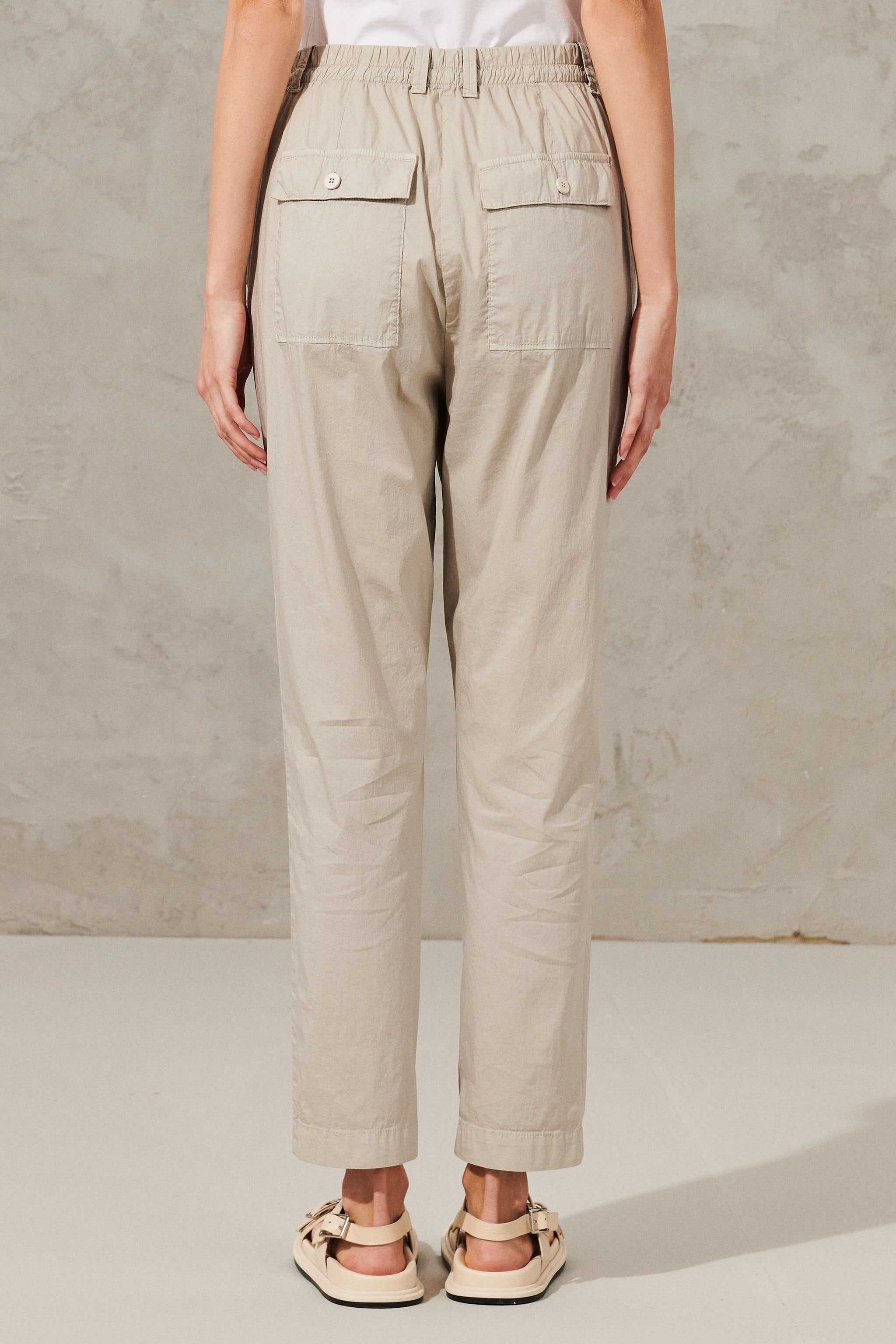 BUKSE I Regular FIT AV STRETCH-BOMULL MED ELASTISK LINNING | TRENDY COMFY BUKSER MED HØY MIJE