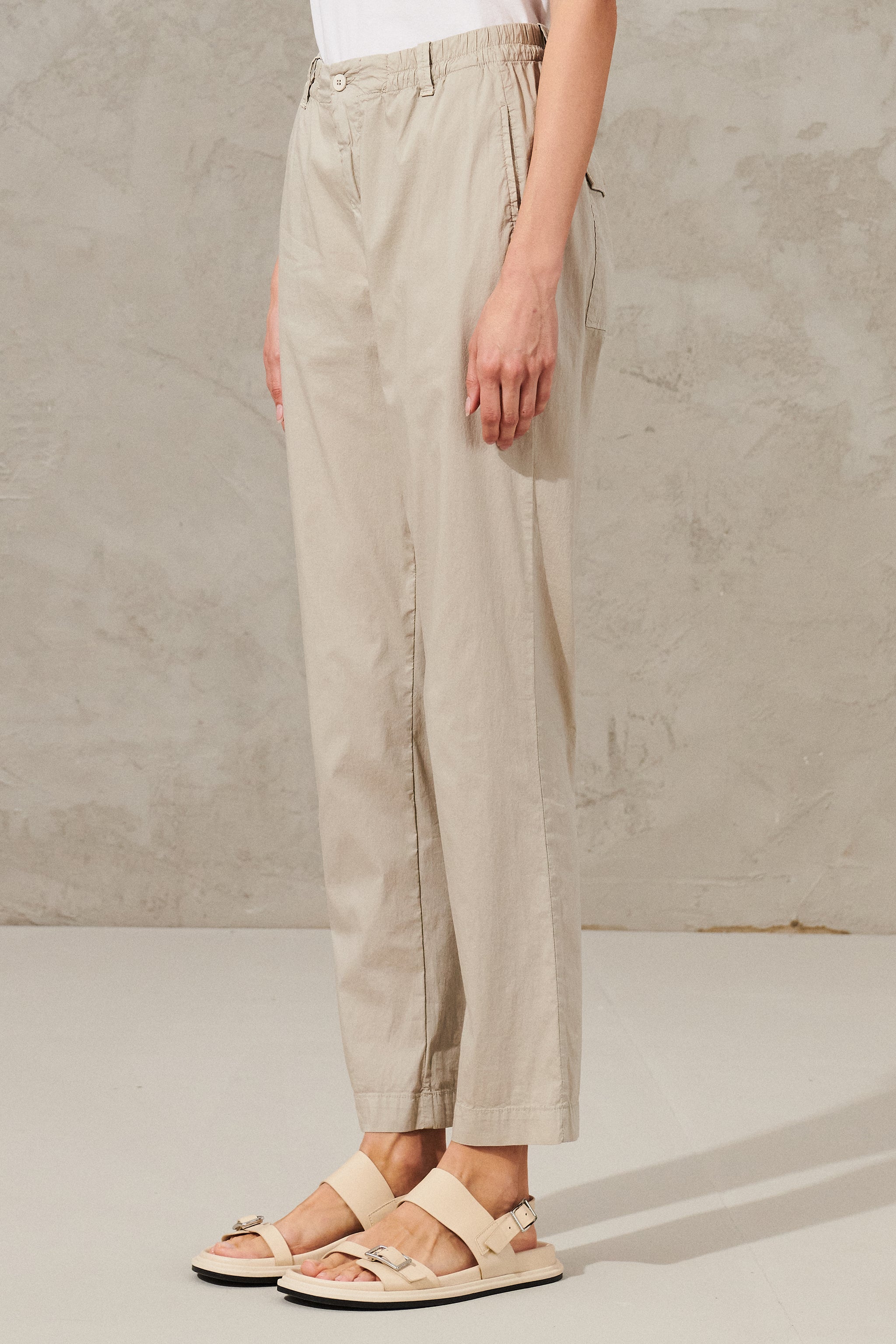 BUKSE I Regular FIT AV STRETCH-BOMULL MED ELASTISK LINNING | TRENDY COMFY BUKSER MED HØY MIJE