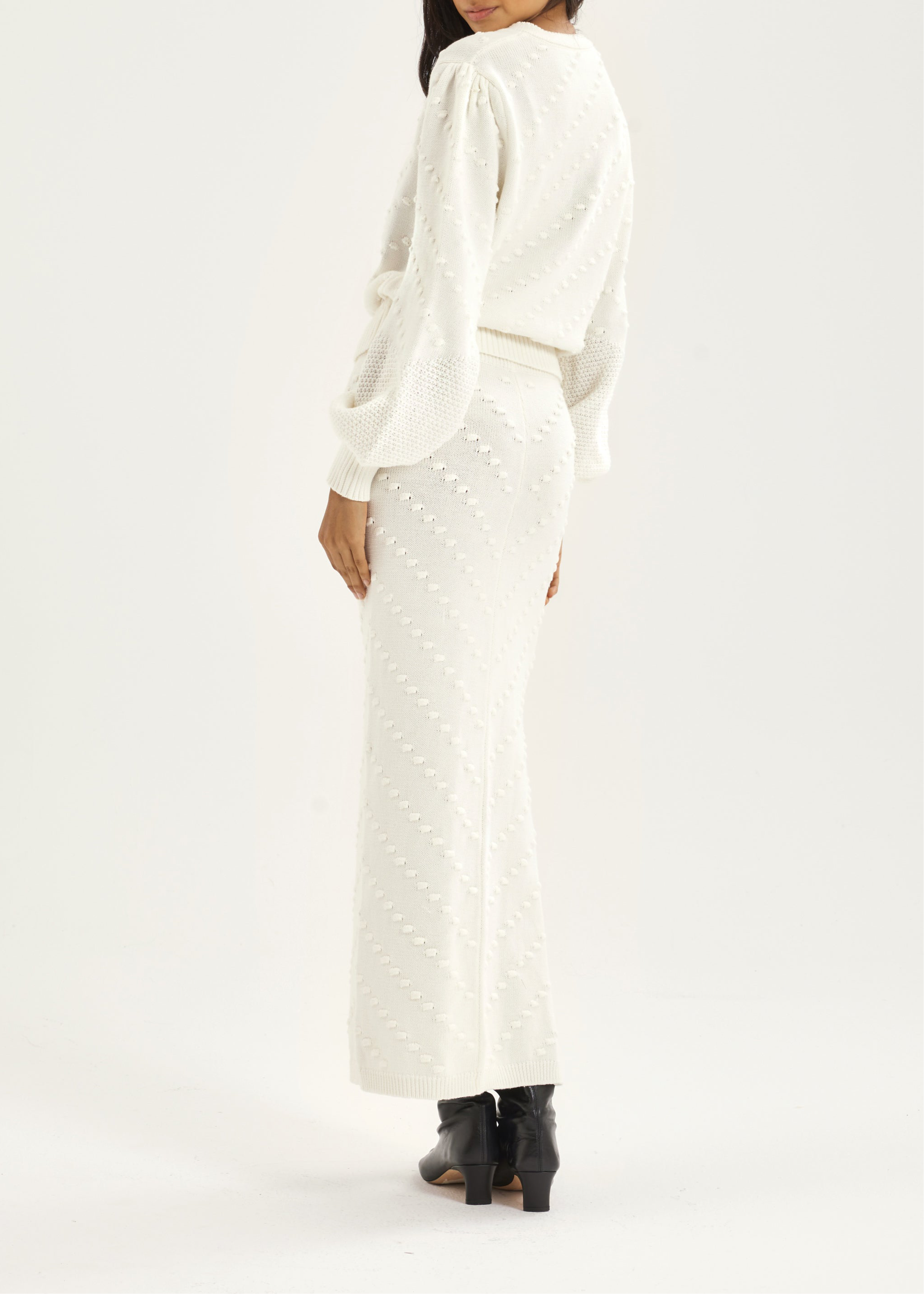 Freya Textured Cotton Cardigan | Ivory