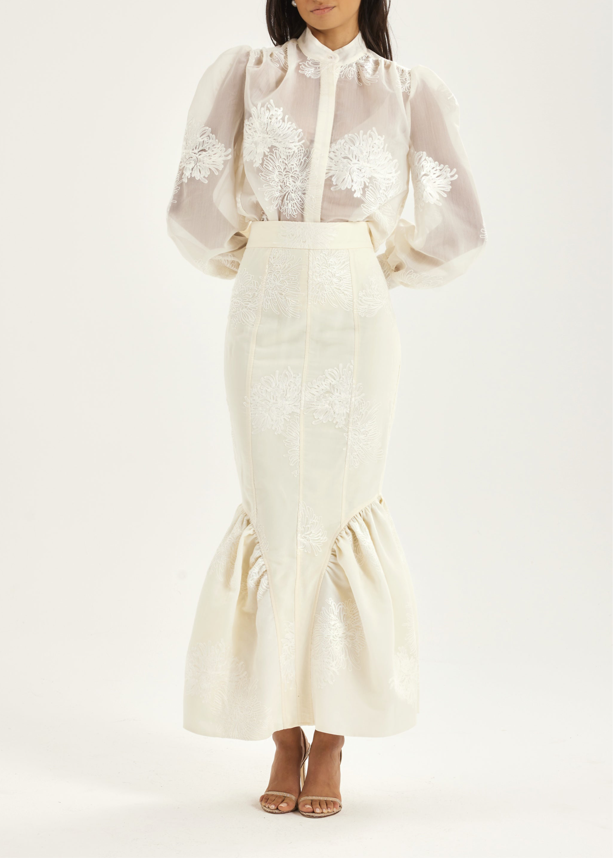 Sophia Panel- & Peplum Blyantskjørt | French Vanilla