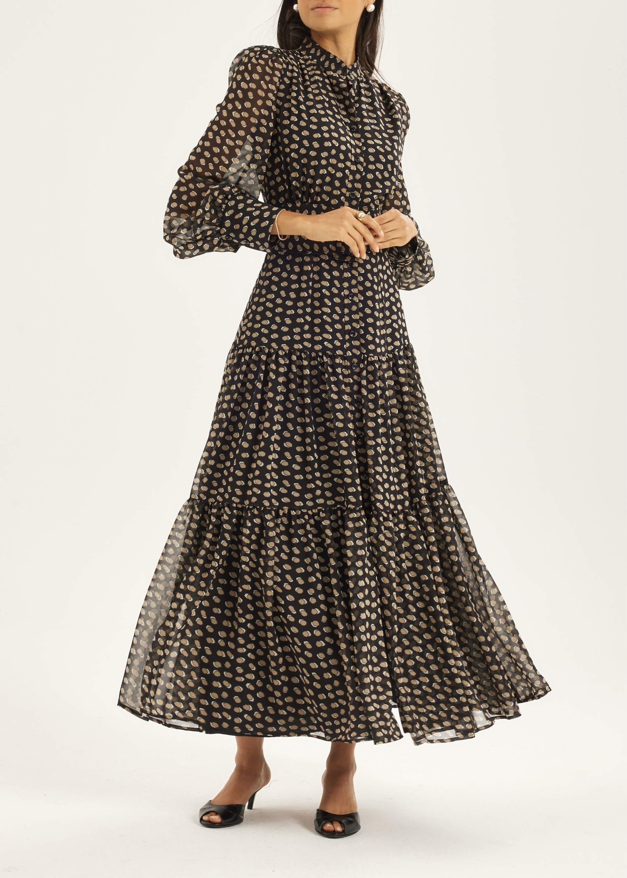 Willow Printed Belted Maxi Dress | Beige/Black