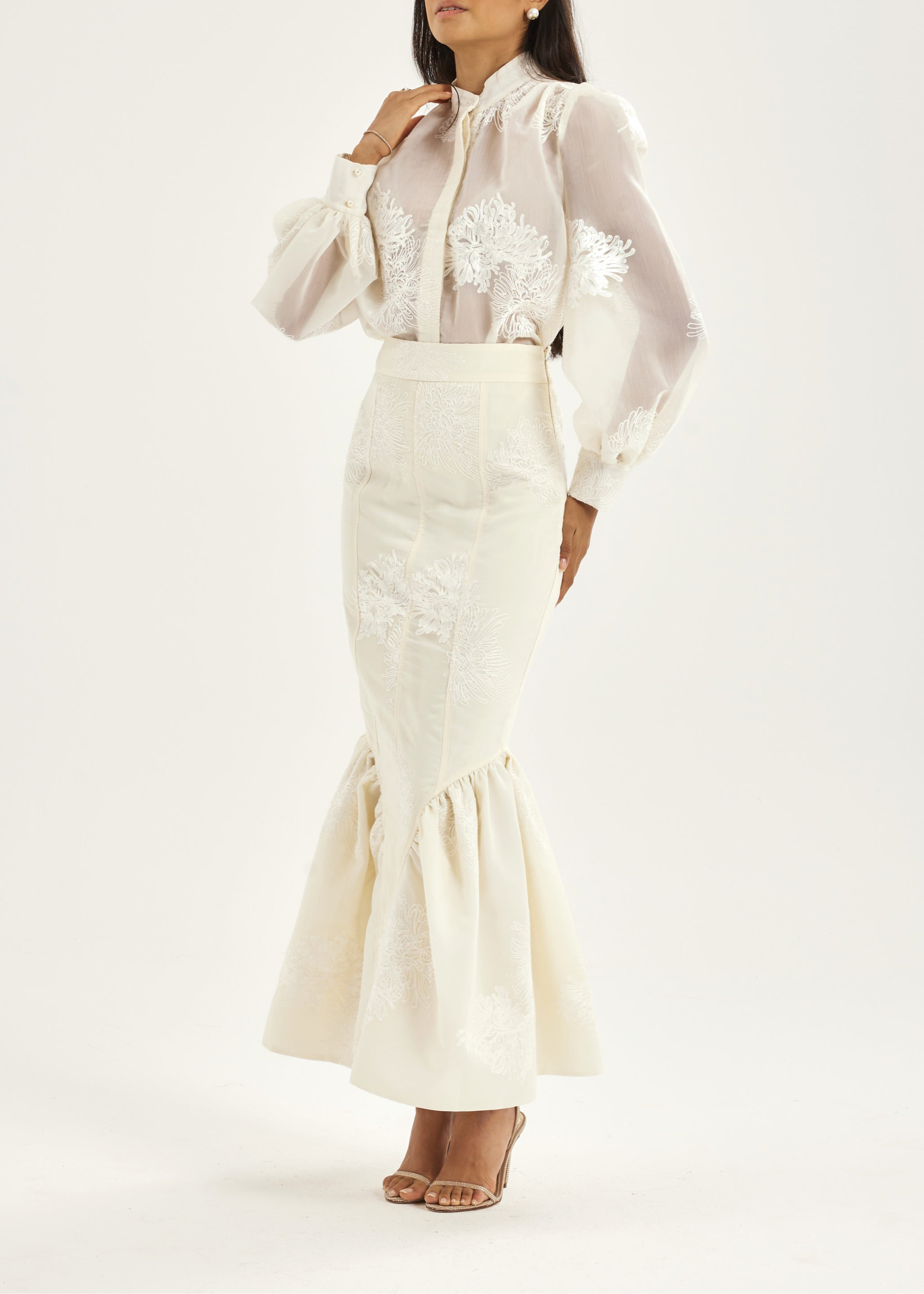 Sophia Panel- & Peplum Blyantskjørt | French Vanilla