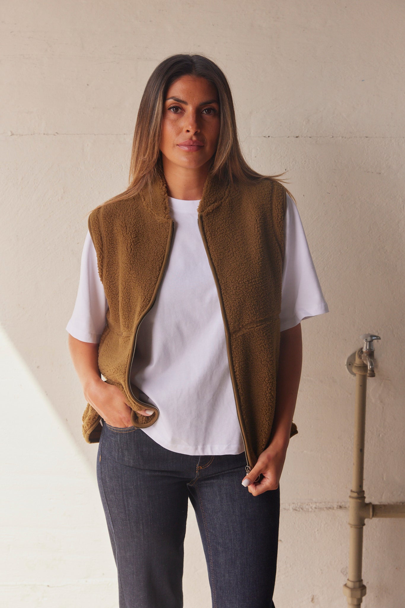 Ada Waistcoat | Mørkegrøn | Teddy vest fra French Laundry