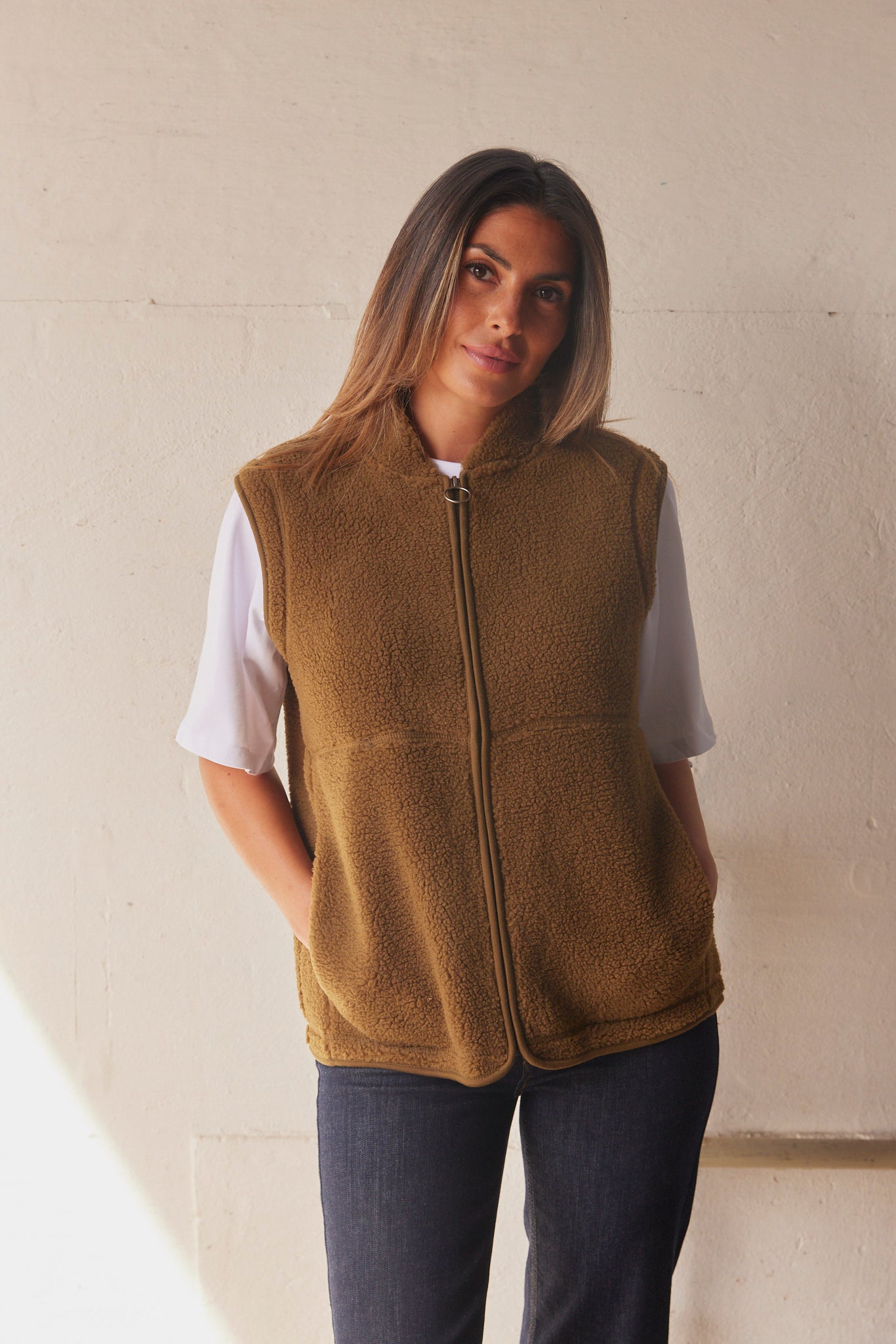 Ada Waistcoat | Mørkegrøn | Teddy vest fra French Laundry