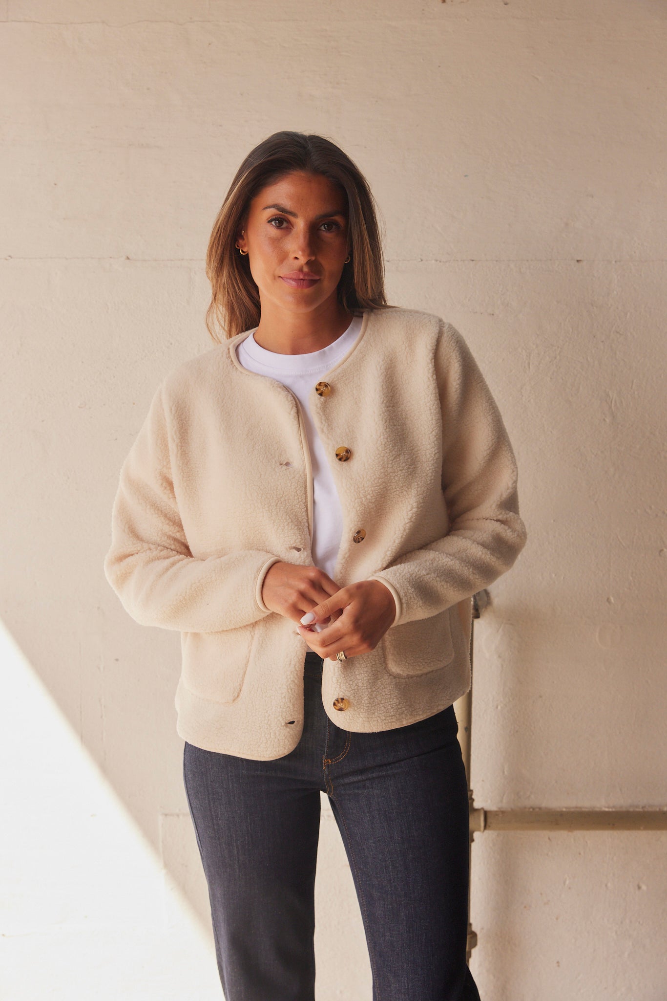 Ada Teddy Jacket | Creme | Jakke fra French Laundry