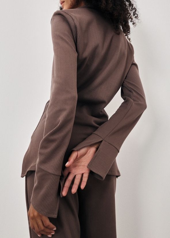 Lena Ribbed Lounge Shirt | Taupe