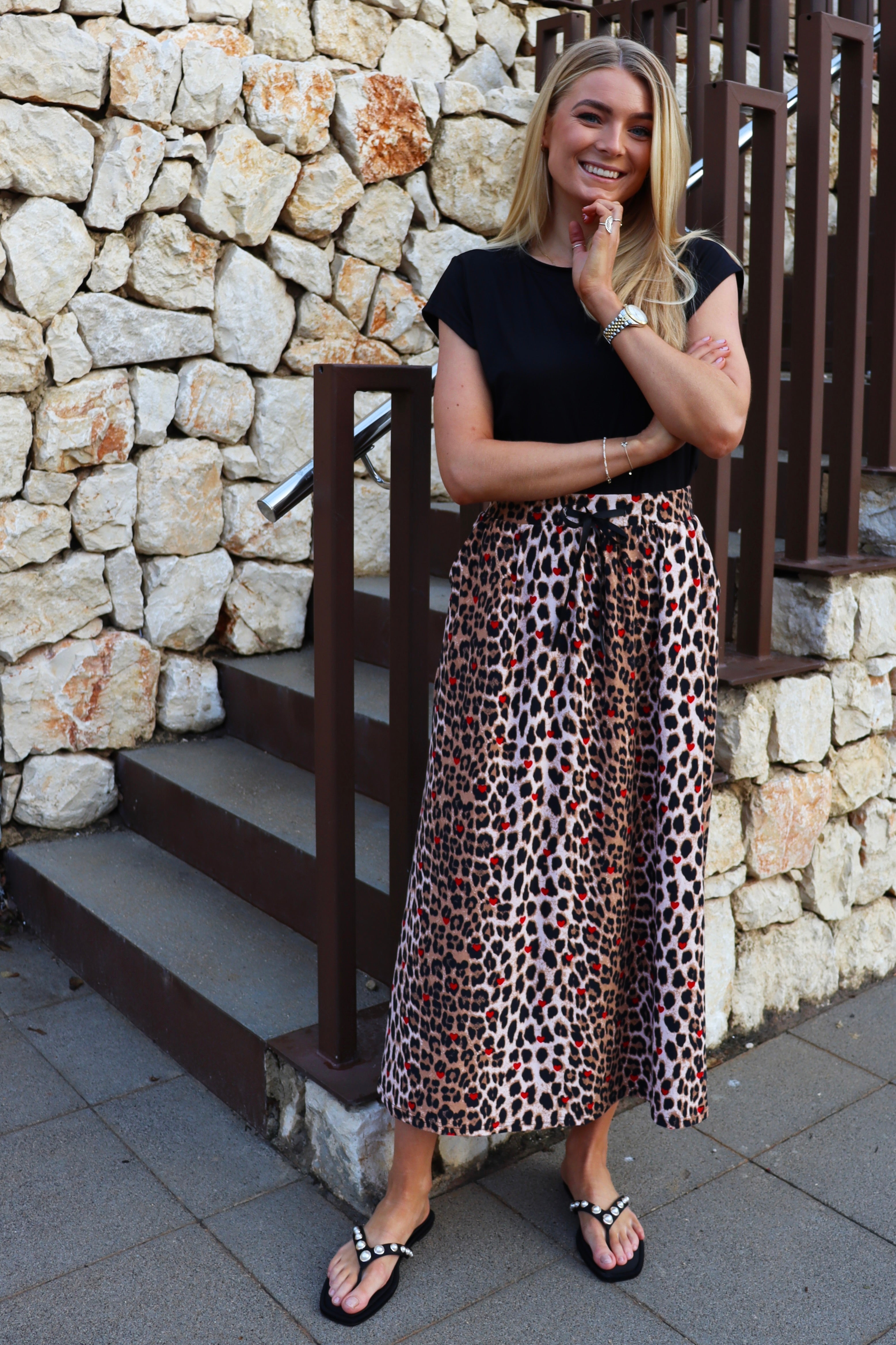 Alma Loose Skirt | Lux Leo Red Heart | Nederdel fra Liberté