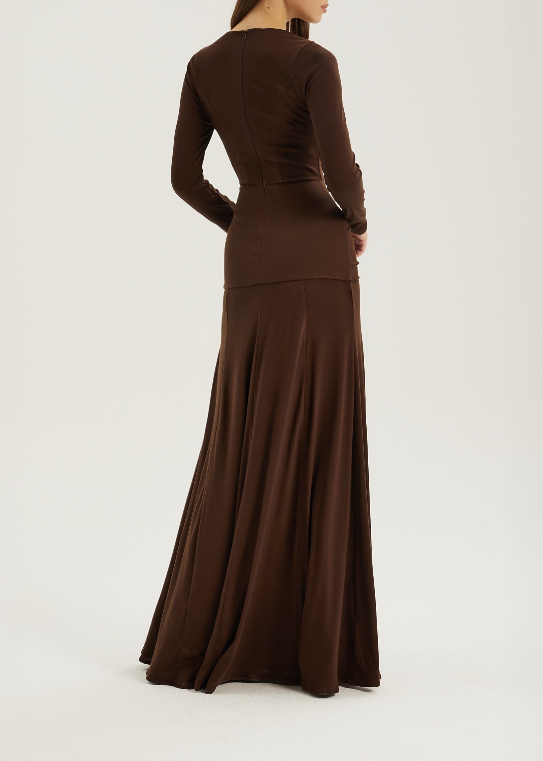 Marzia Elegant Jersey Maxikjole | Sjokolade