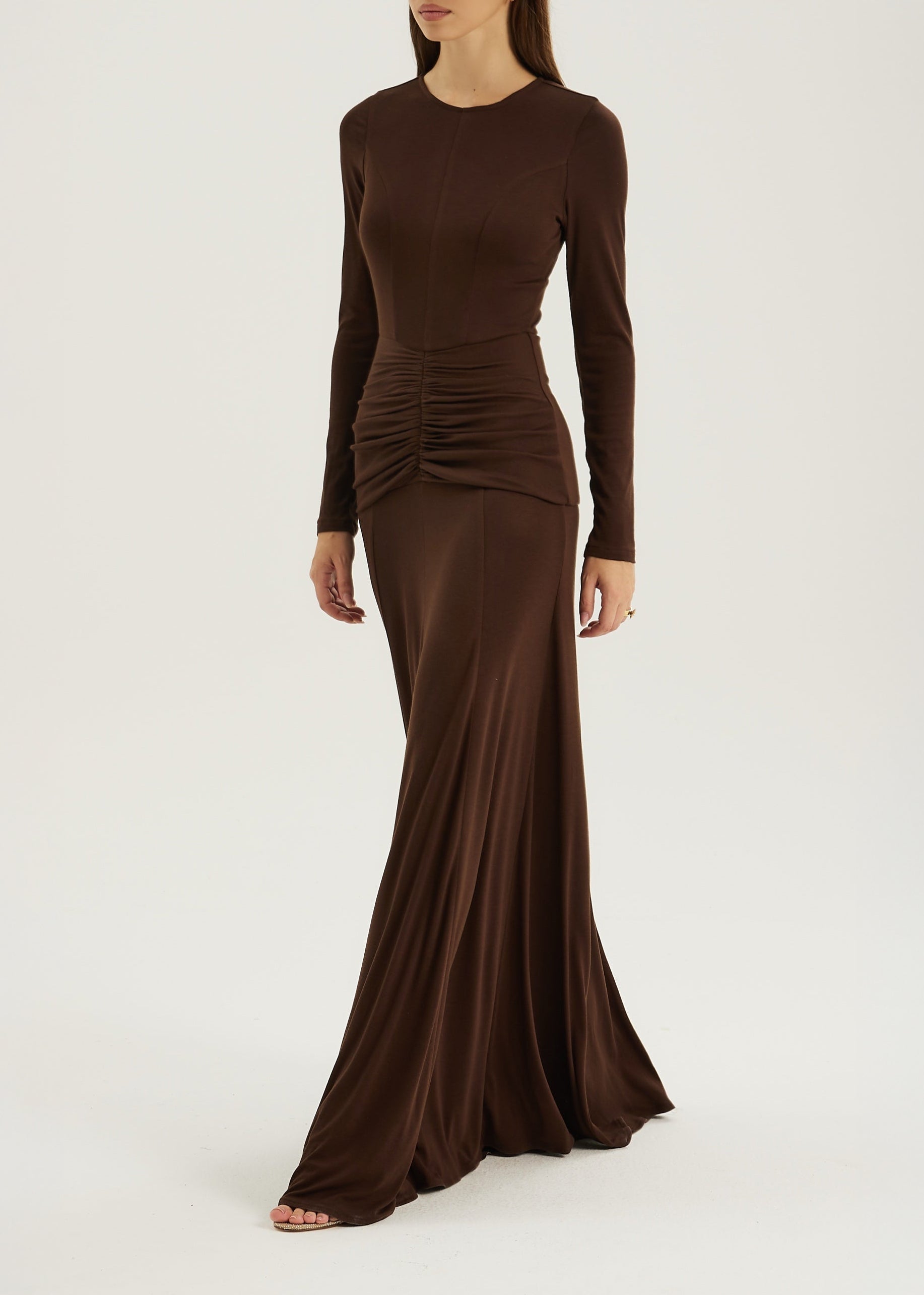 Marzia Elegant Jersey Maxikjole | Sjokolade