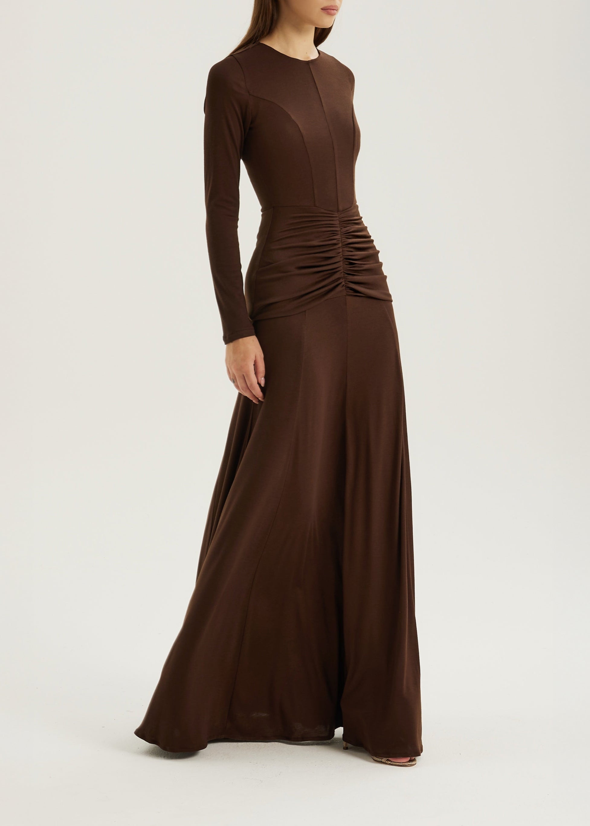 Marzia Elegant Jersey Maxikjole | Sjokolade