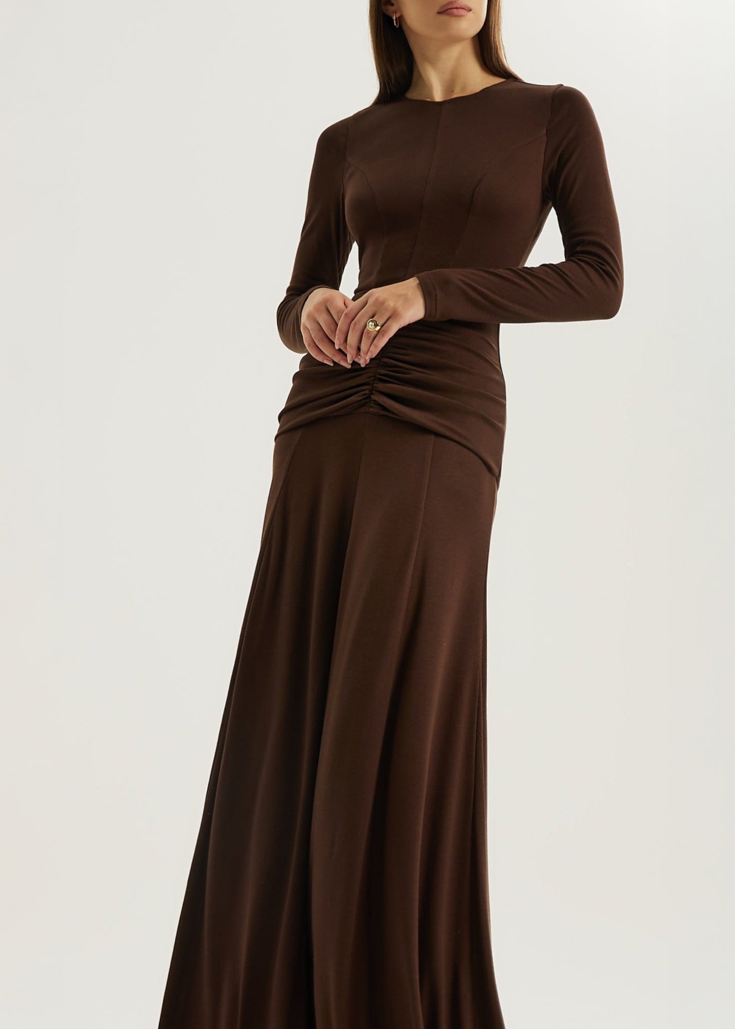 Marzia Elegant Jersey Maxikjole | Sjokolade