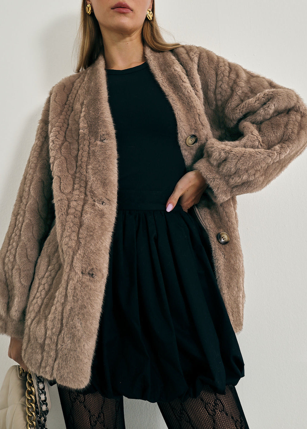 Vail Chic Pels Cardigan-Kåpe | Trøffel