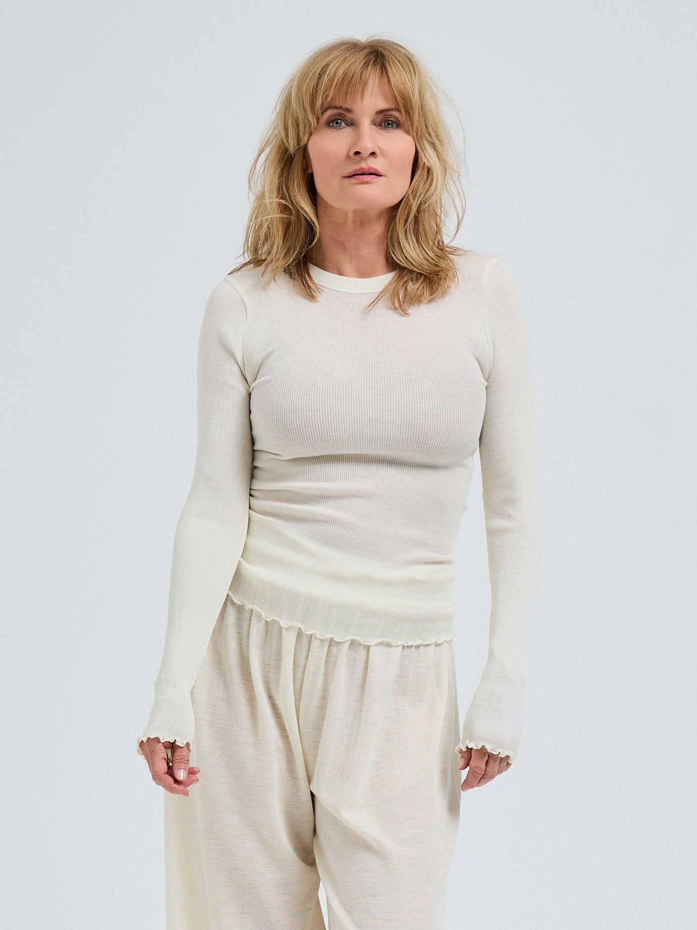WOOLY LANGERMET | ULL &amp; SILKE – OFFWHITE | LUKSURIØS CHIC BASELAYER FOR DAME
