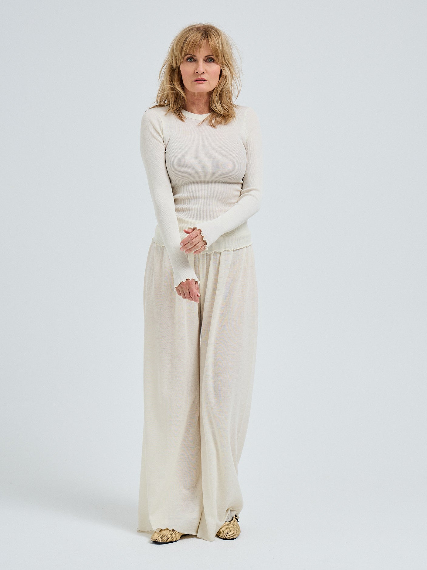 WOOLY LANGERMET | ULL &amp; SILKE – OFFWHITE | LUKSURIØS CHIC BASELAYER FOR DAME