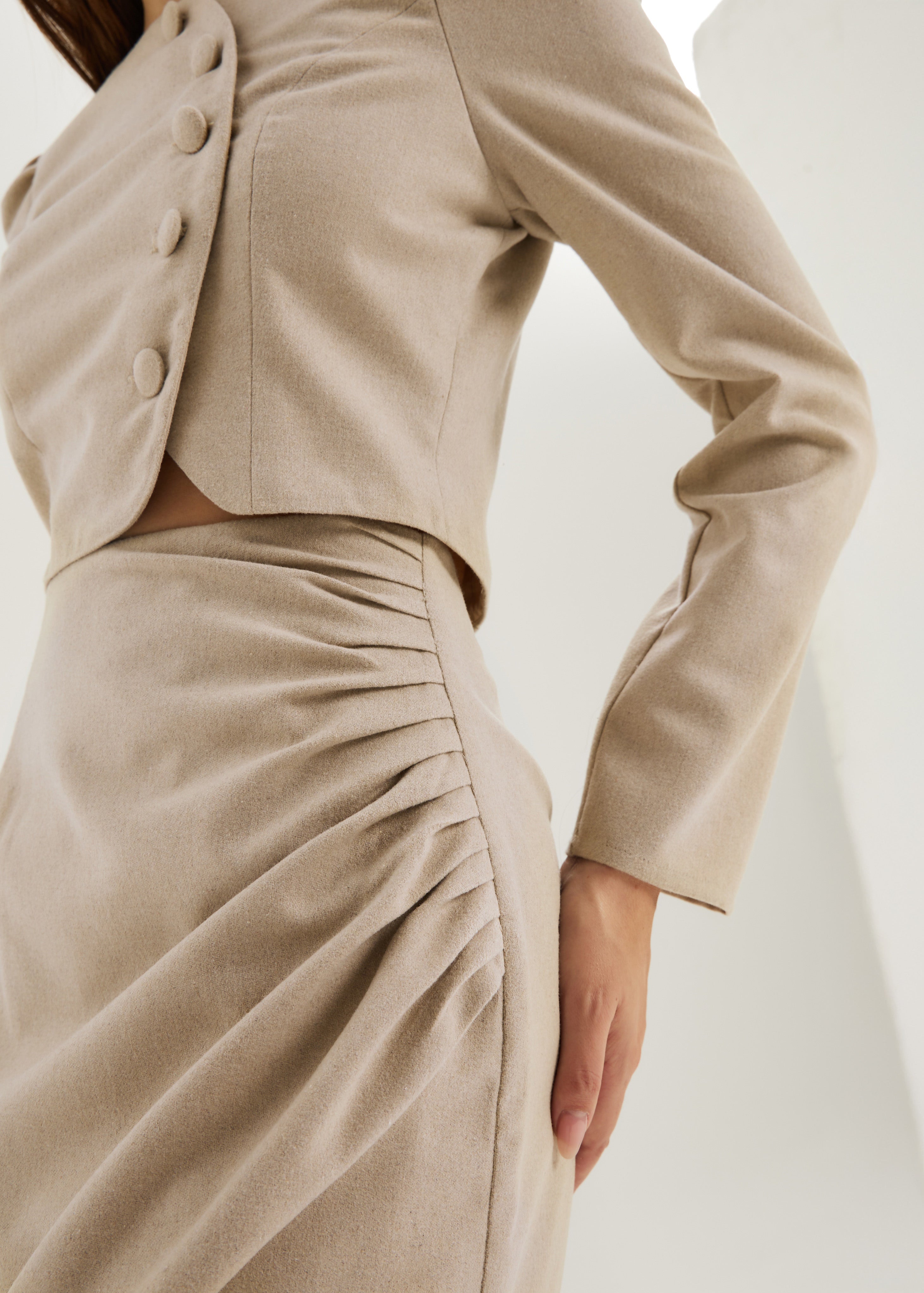 Yasmina Wool Elegance Top | French Beige