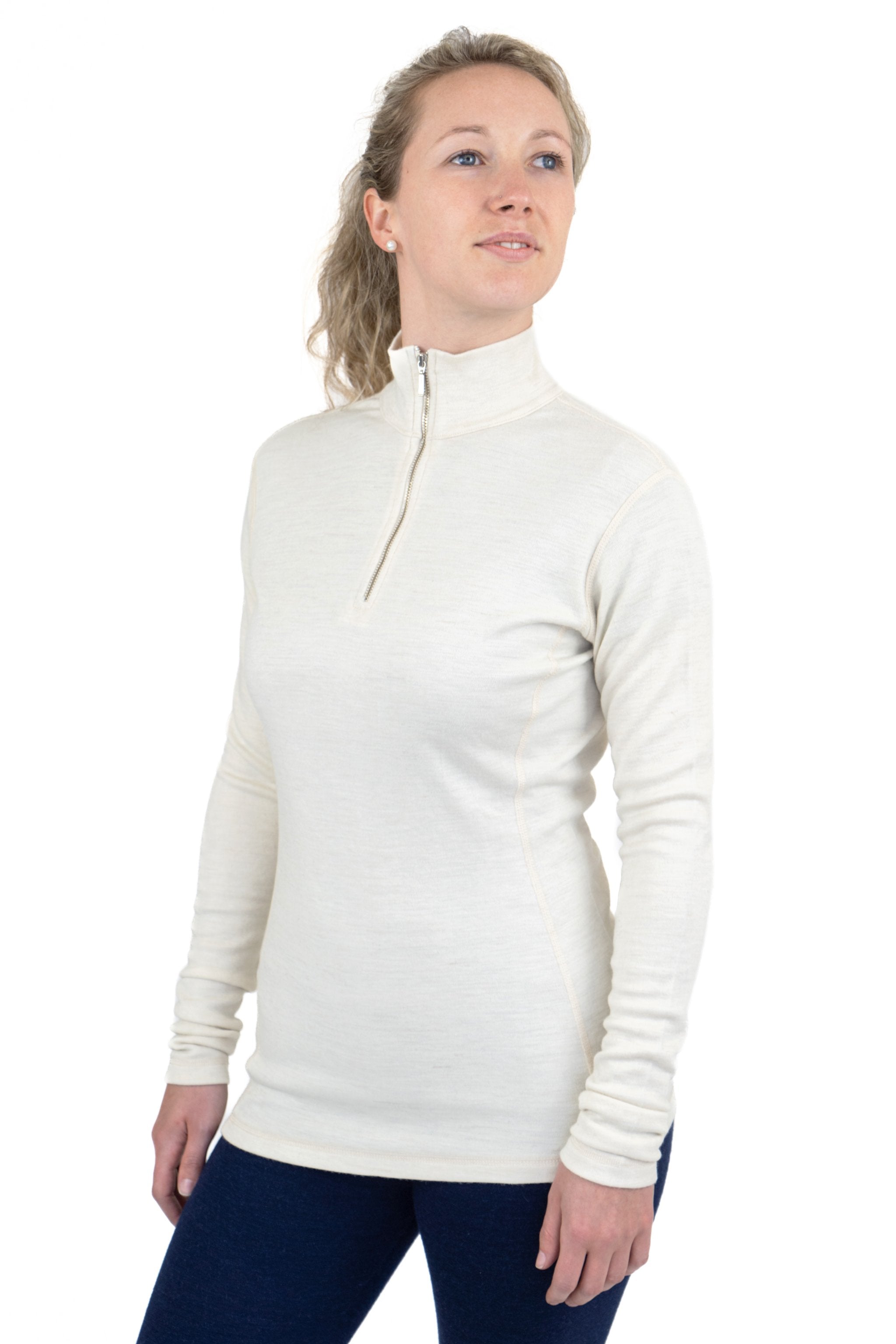 Dame Alpakkaundertrøye i Ull: 300 Lightweight Half-Zip