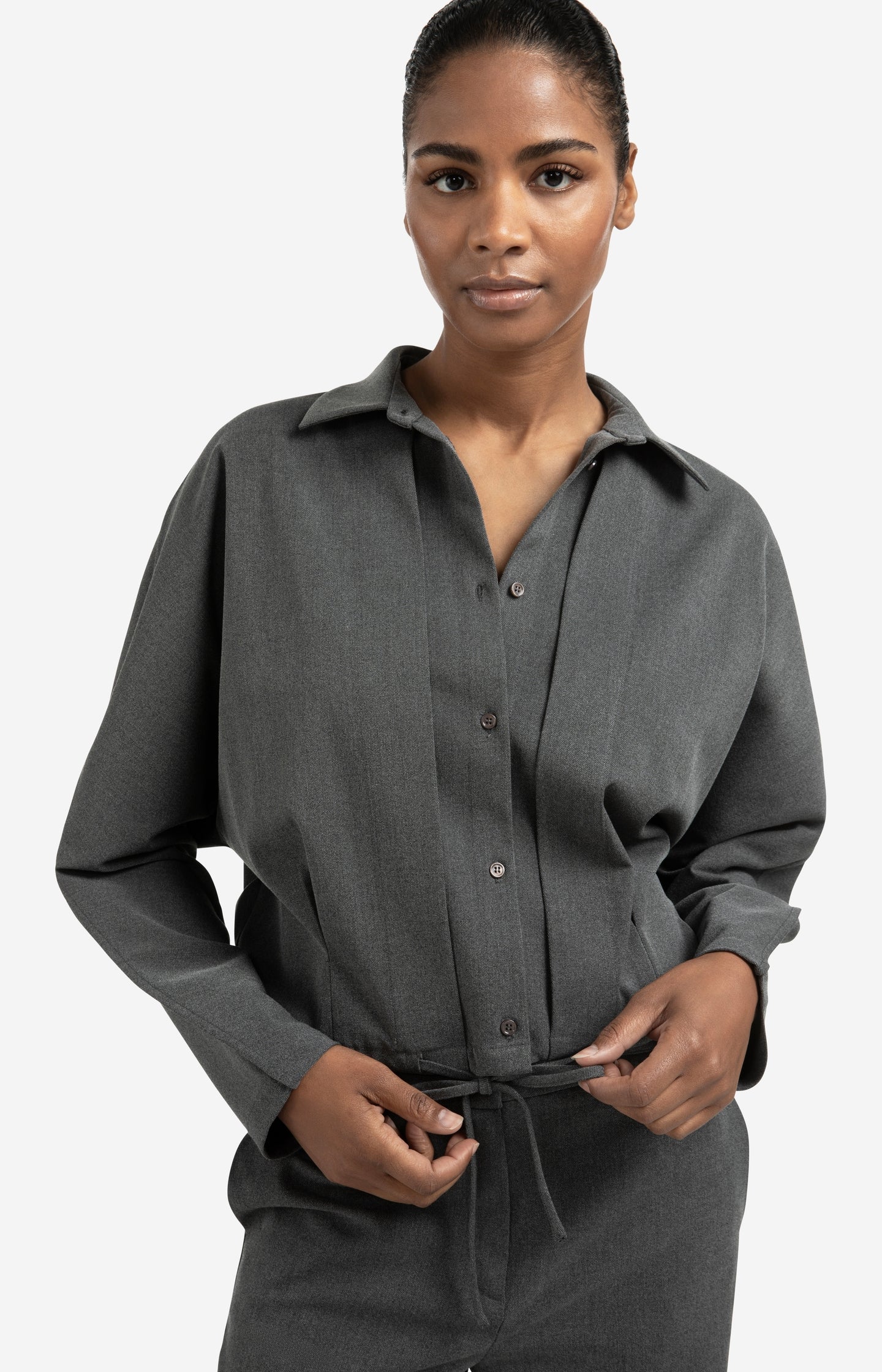 Blusejakke med Livfolder og Knytebelte