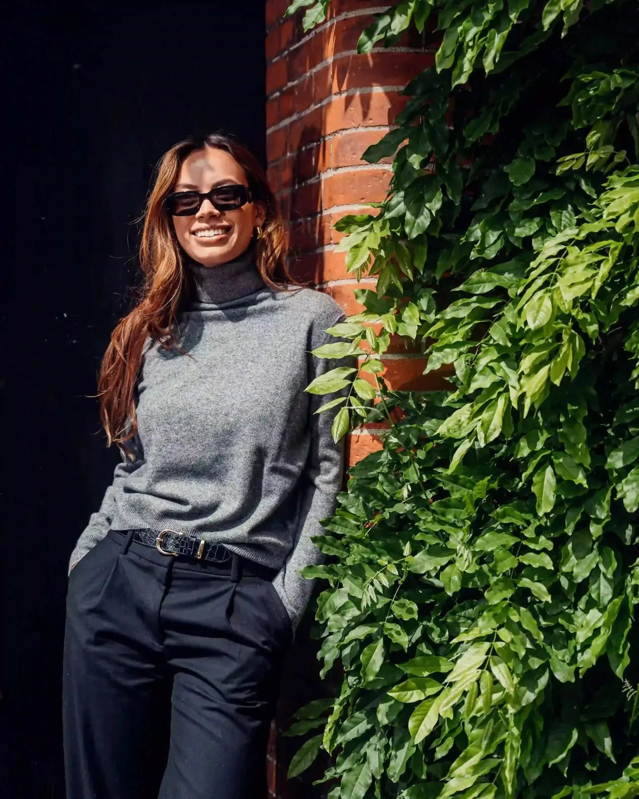 Cashmere high neck | mørk grå | trendy chic oversize strikket genser