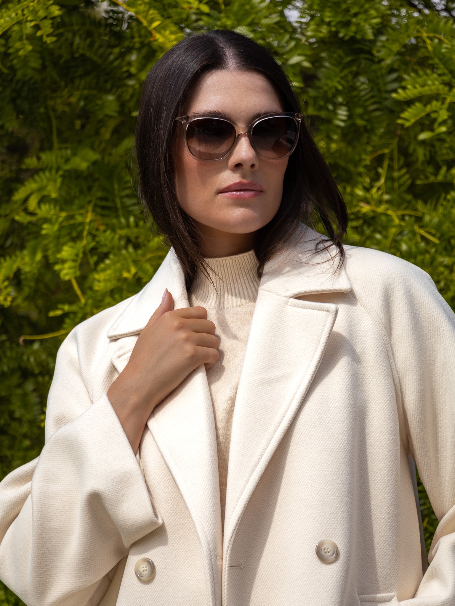 Kelly ¾ lang kåpe – krem | trendy chic oversize vinterkåpe