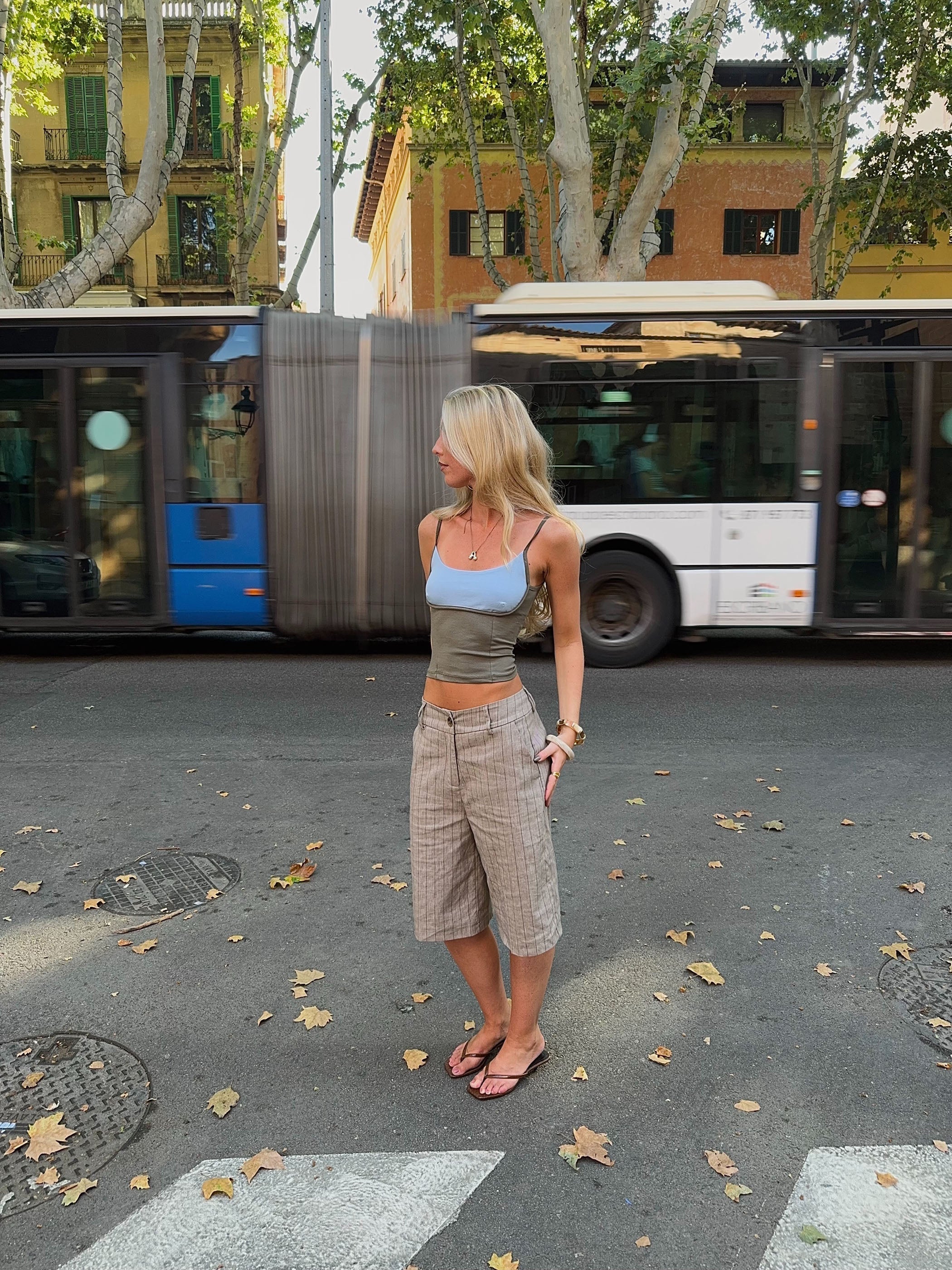 Alaina top - Khaki/blue