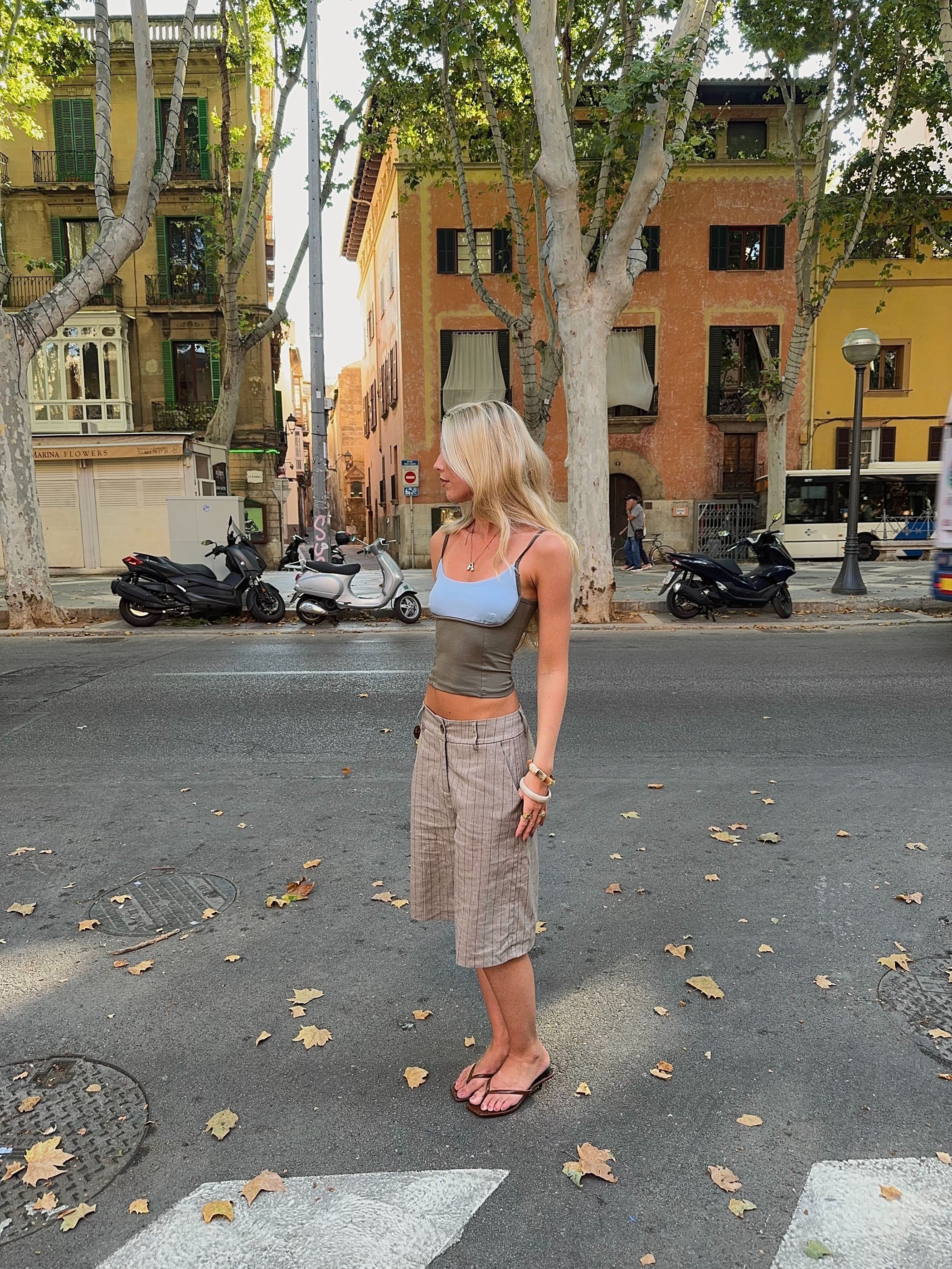 Alaina top - Khaki/blue