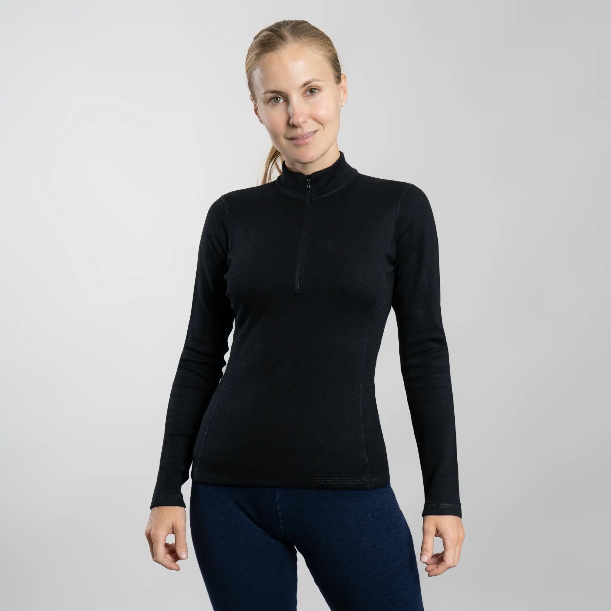 Dame Alpakkaundertrøye i Ull: 300 Lightweight Half-Zip